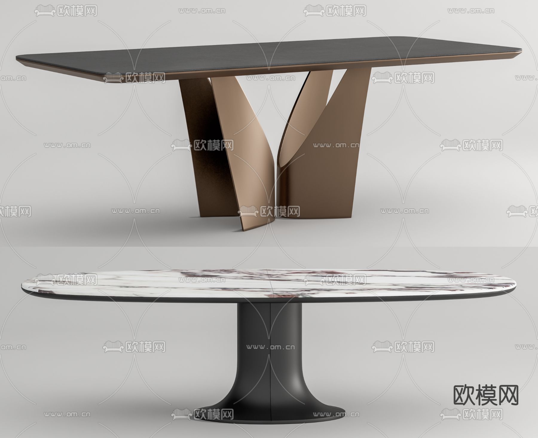 现代大理石餐桌su模型