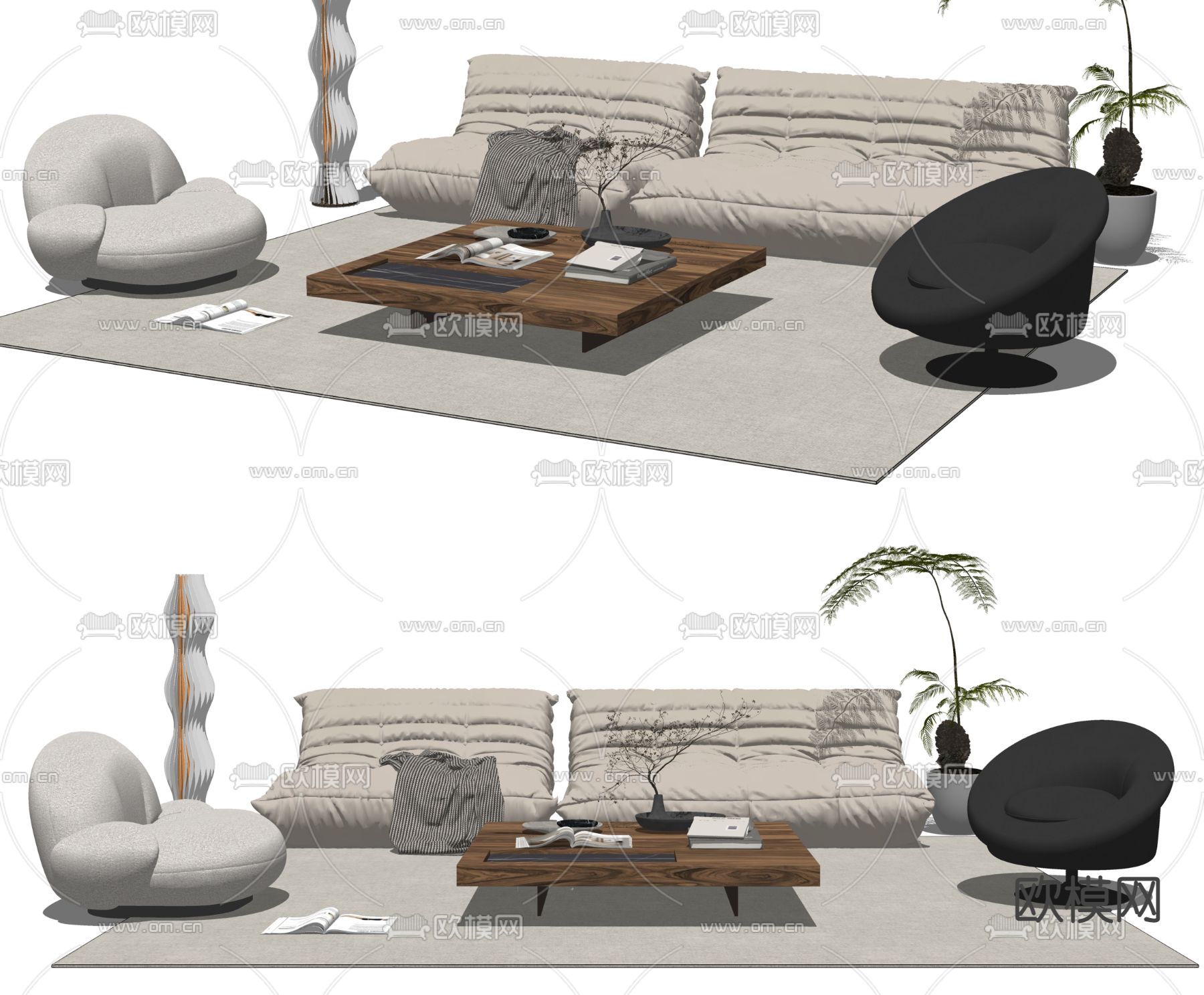 Ligne Roset 白色组合沙发su模型