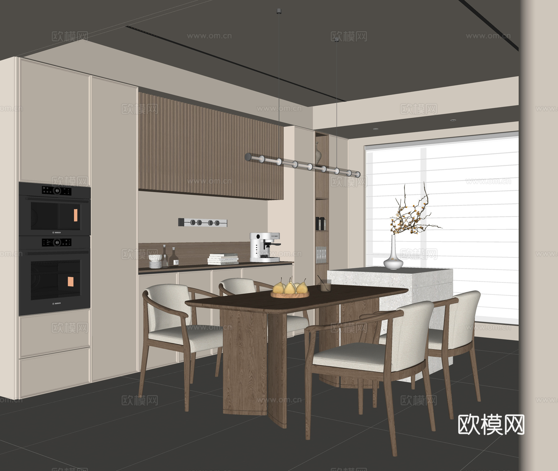 新中式餐厅su模型