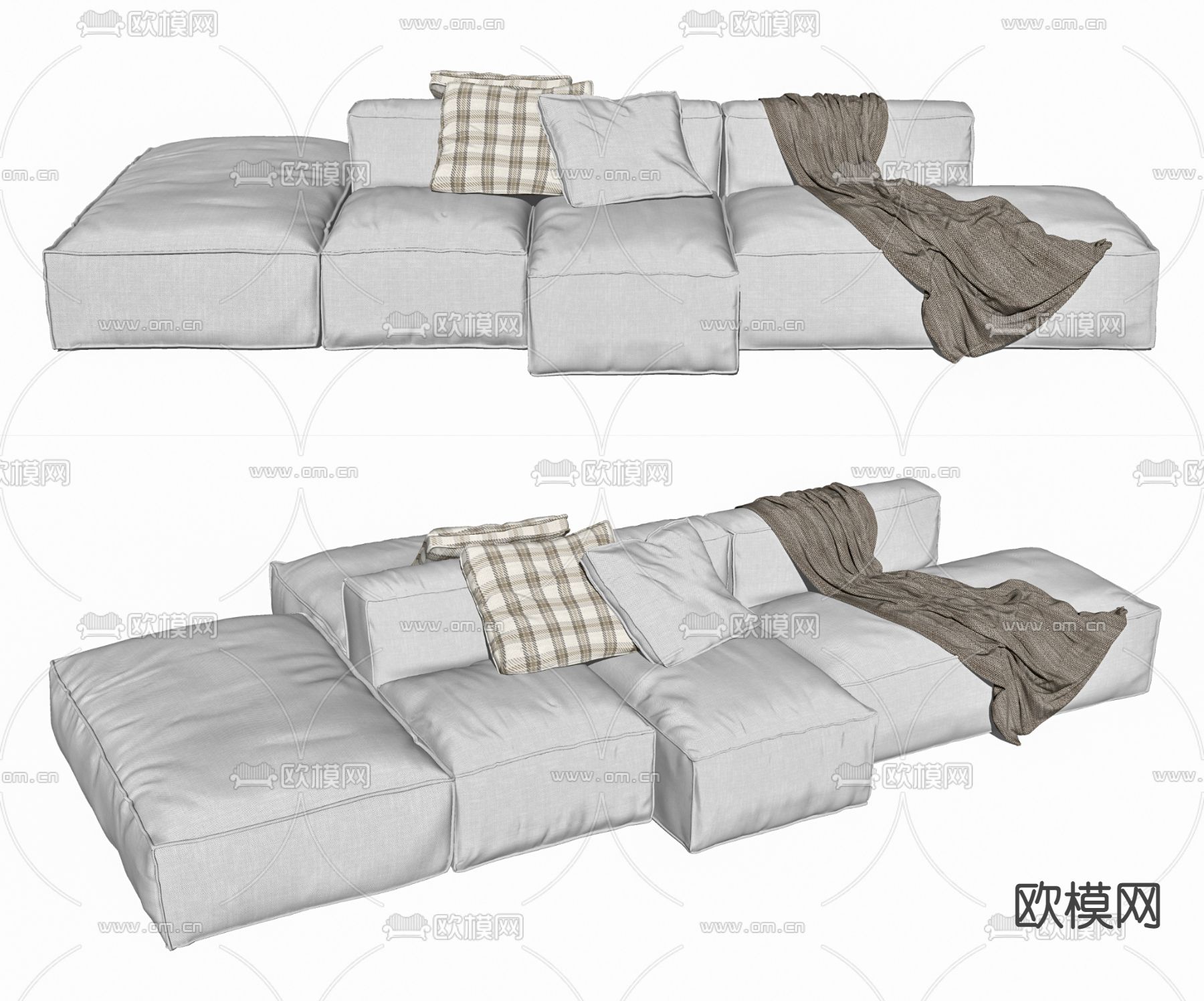 现代多人沙发su模型