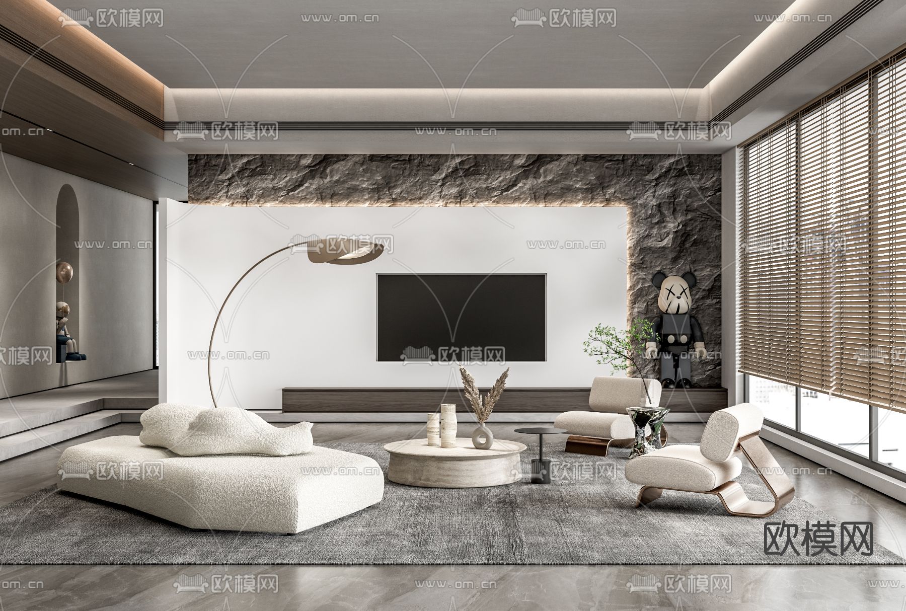 现代布艺沙发组合su模型