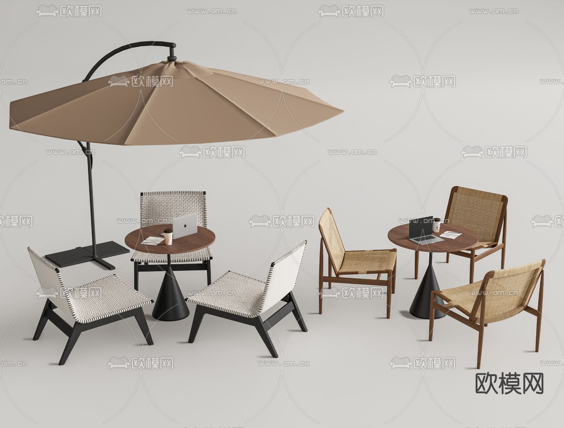 现代户外桌椅 洽谈桌椅su模型