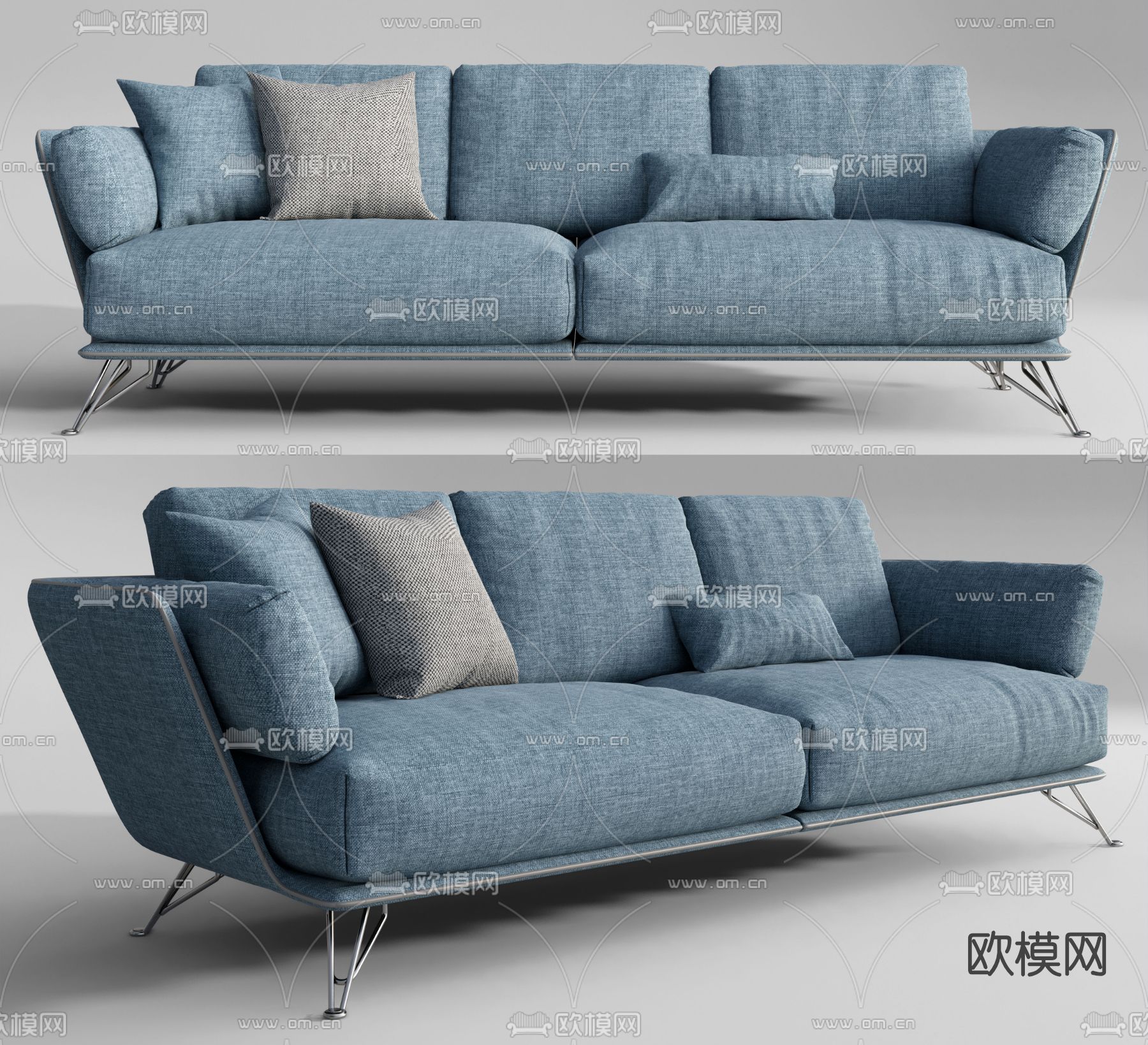 现代布艺双人沙发su模型