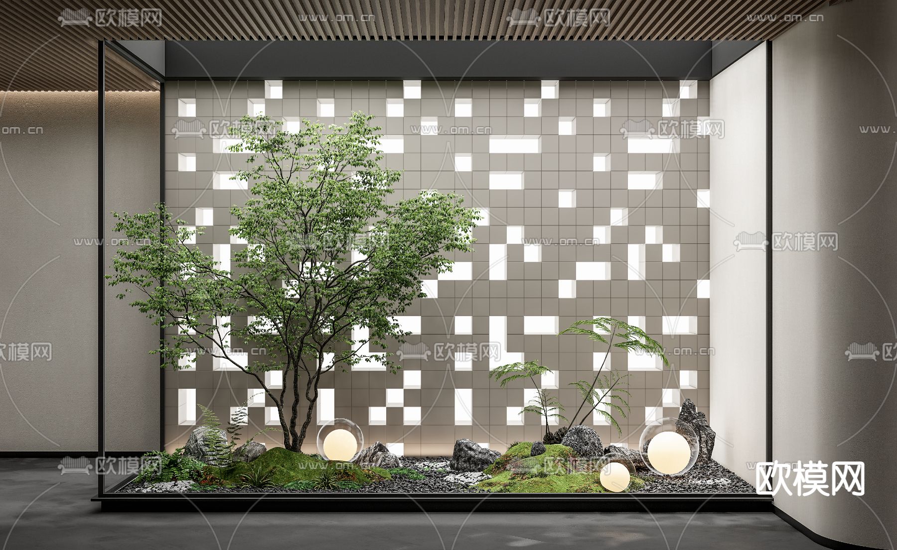 现代庭院小品 室内造景观su模型下载（渲染图1）