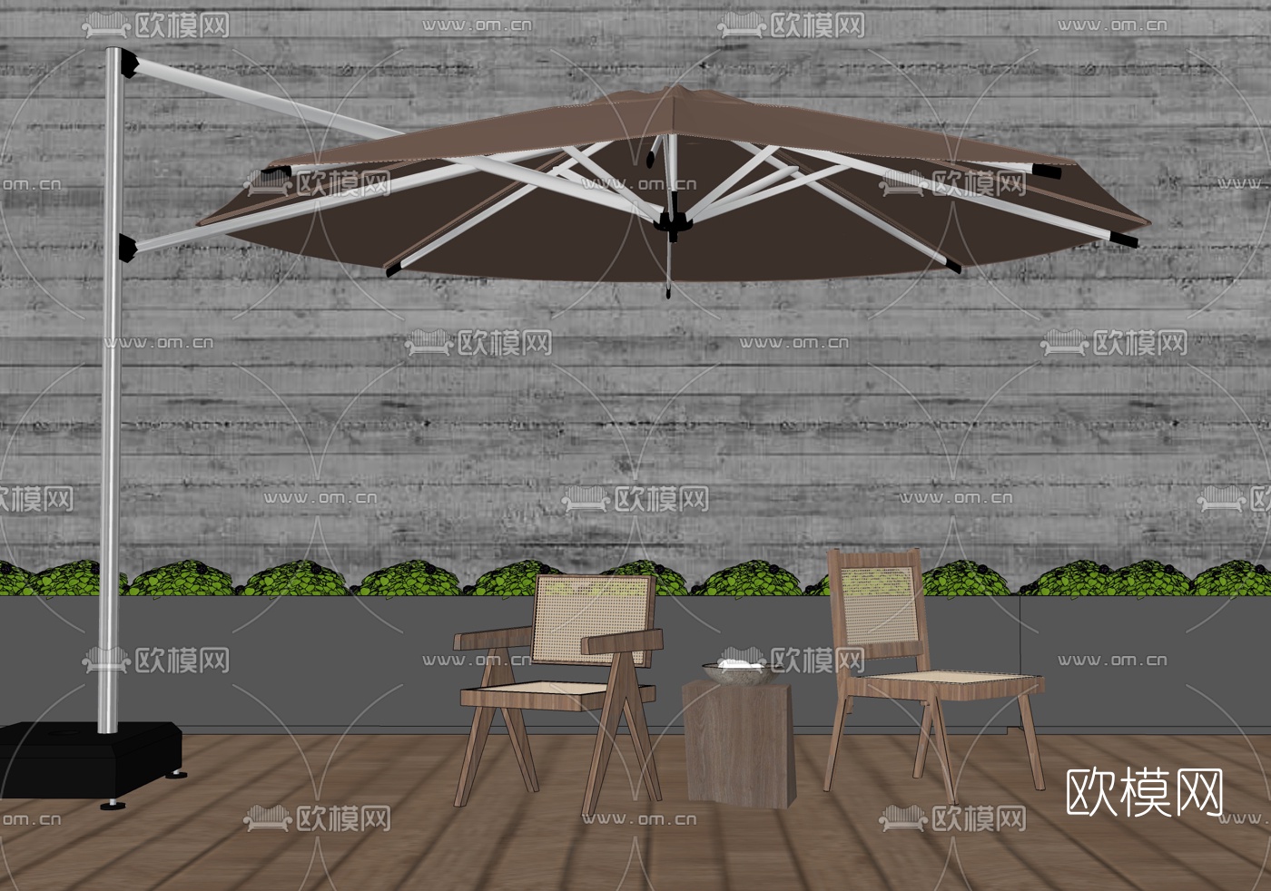 现代户外遮阳伞su模型