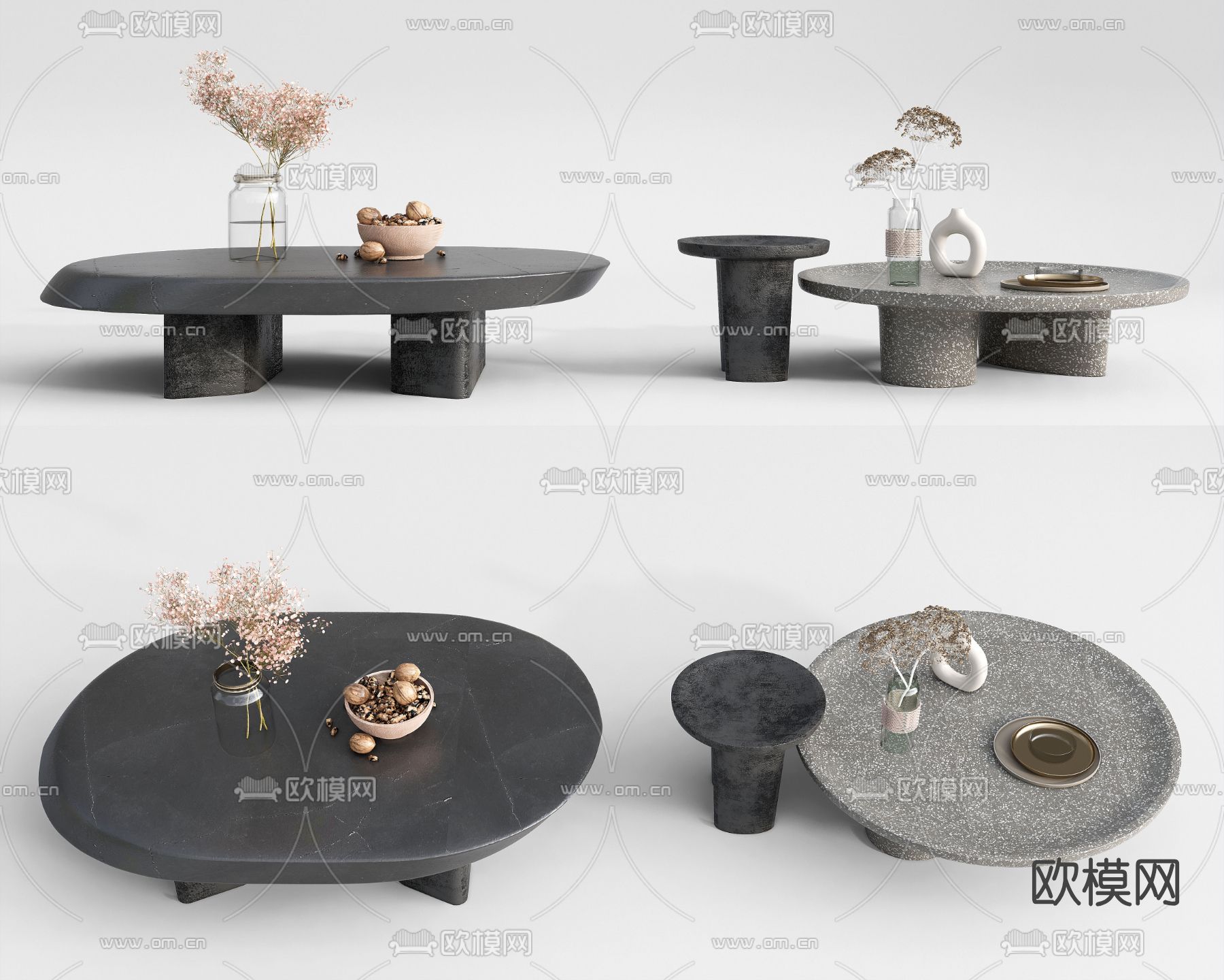 现代轻奢茶几su模型下载（渲染图1）