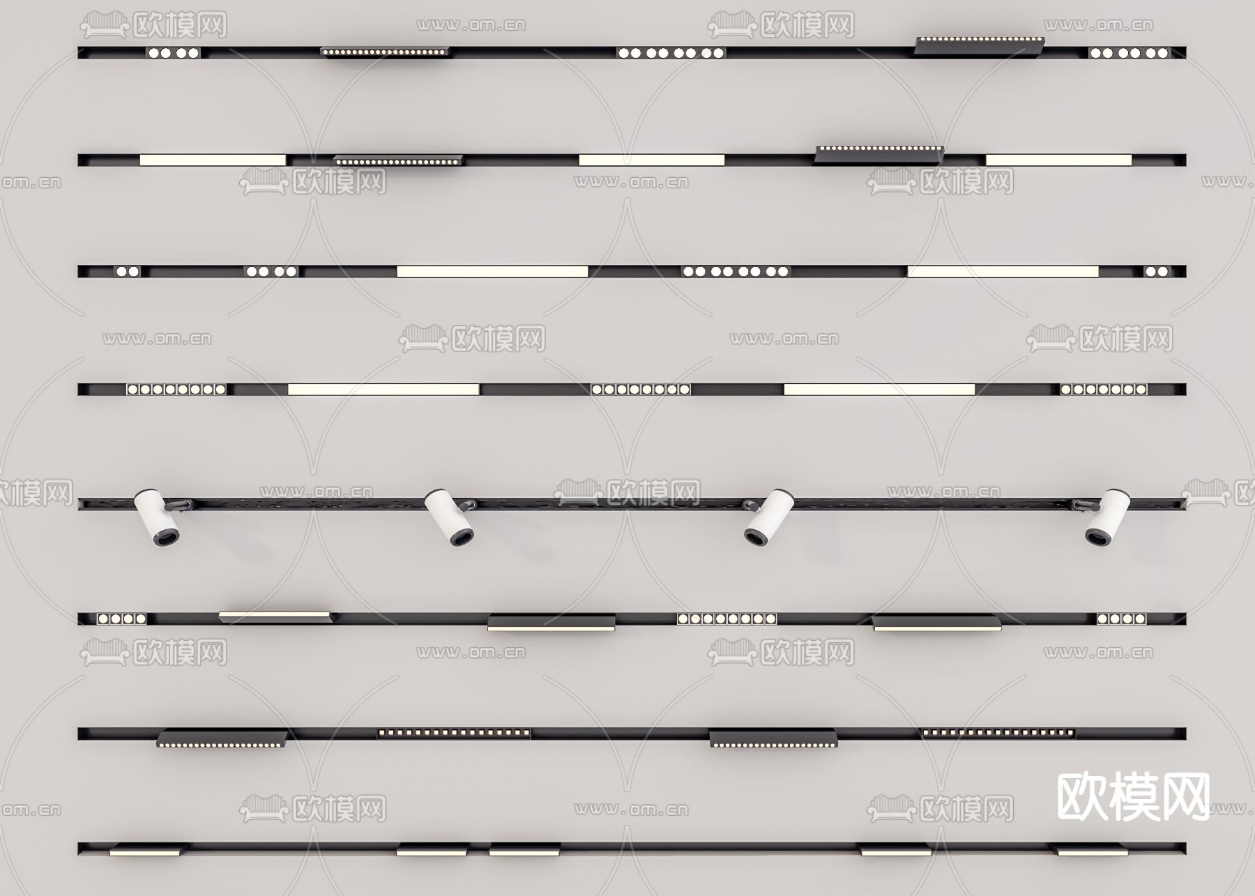磁吸灯 轨道灯 筒灯 射灯3d模型下载