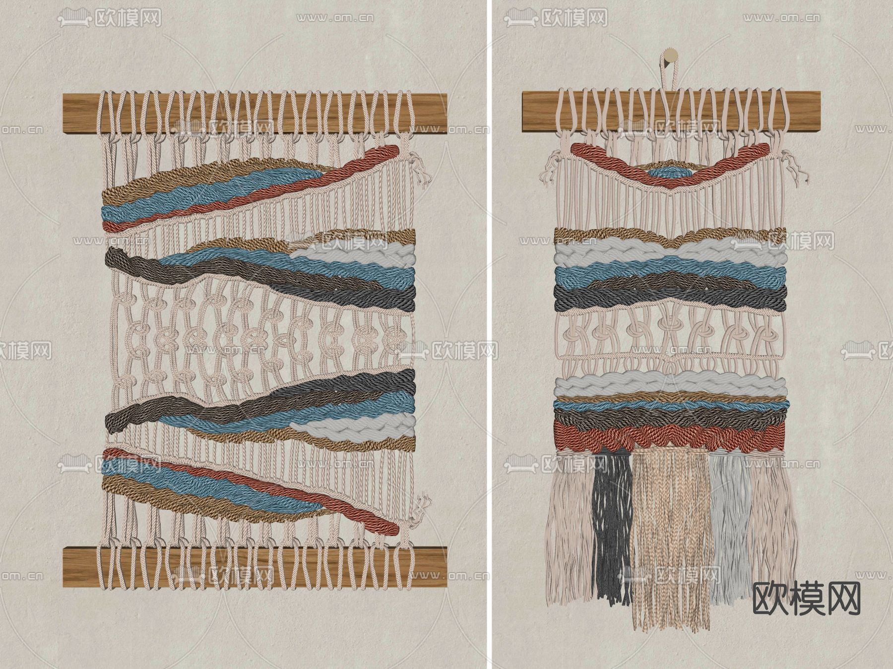 侘寂风编织墙饰挂件su模型