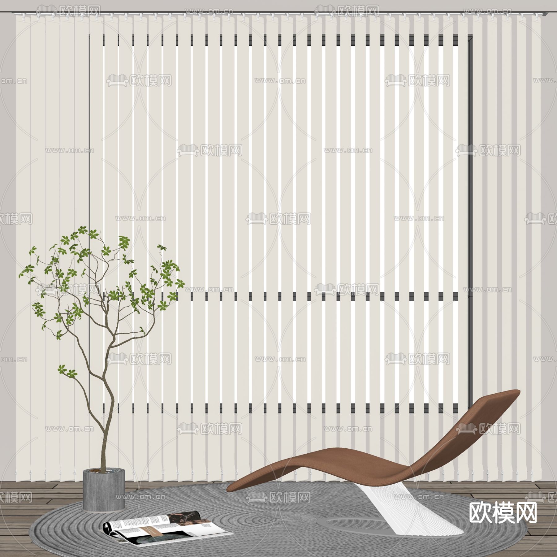现代百叶窗帘su模型
