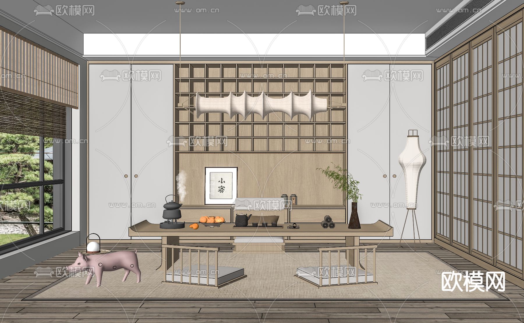 日式榻榻米茶室su模型下载（渲染图2）