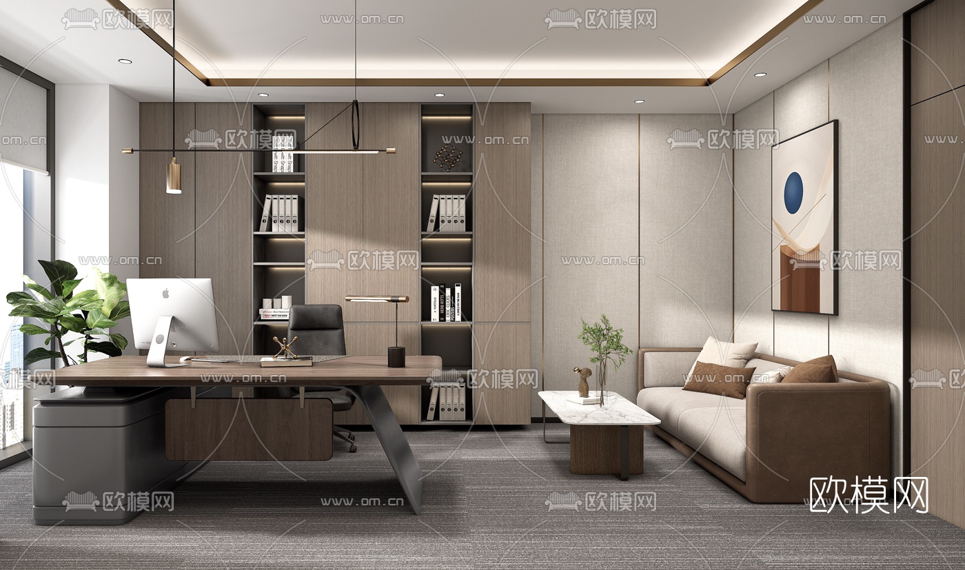 现代总经理办公椅su模型