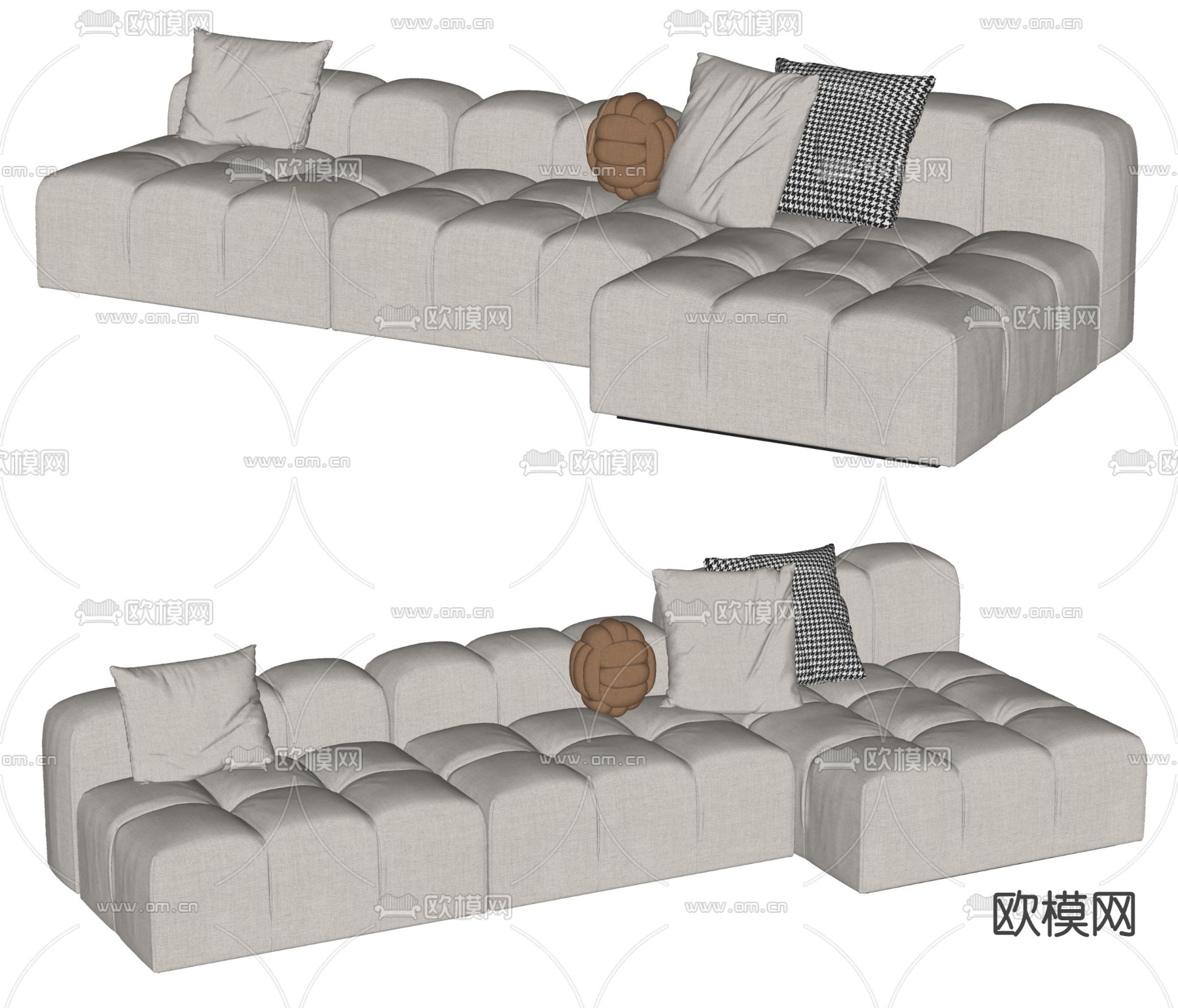 B&B Italia 转角沙发su模型下载（渲染图2）
