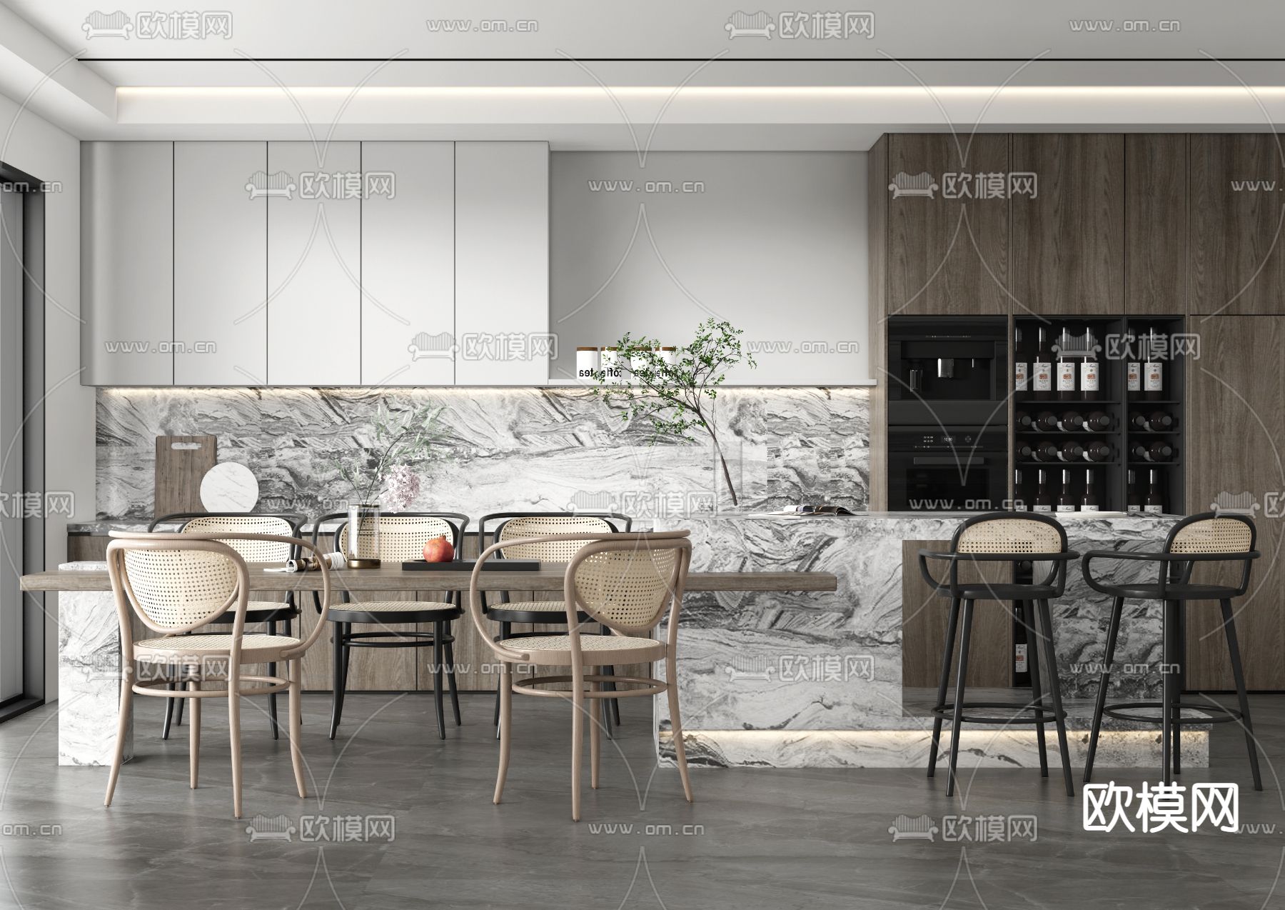 现代餐厅su模型