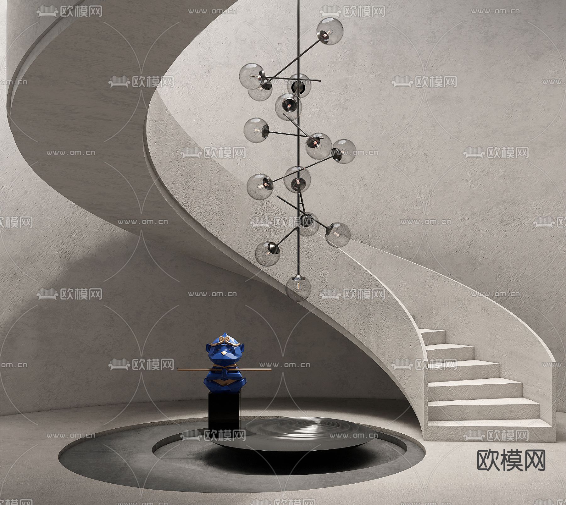 现代楼梯雕塑小品su模型