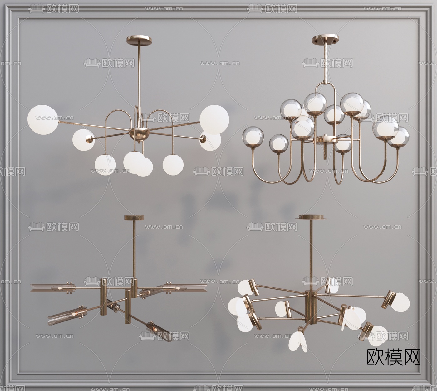 现代轻奢吊灯su模型下载（渲染图1）