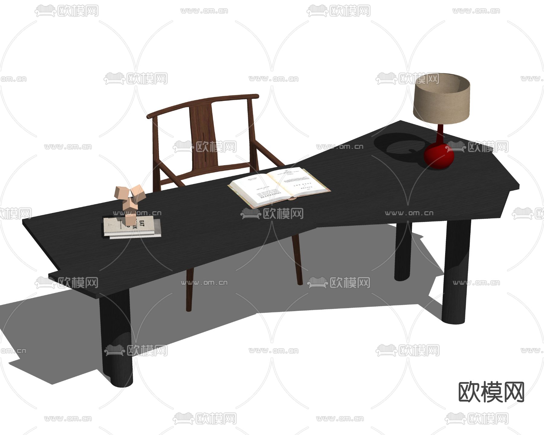 现代异形书桌椅su模型