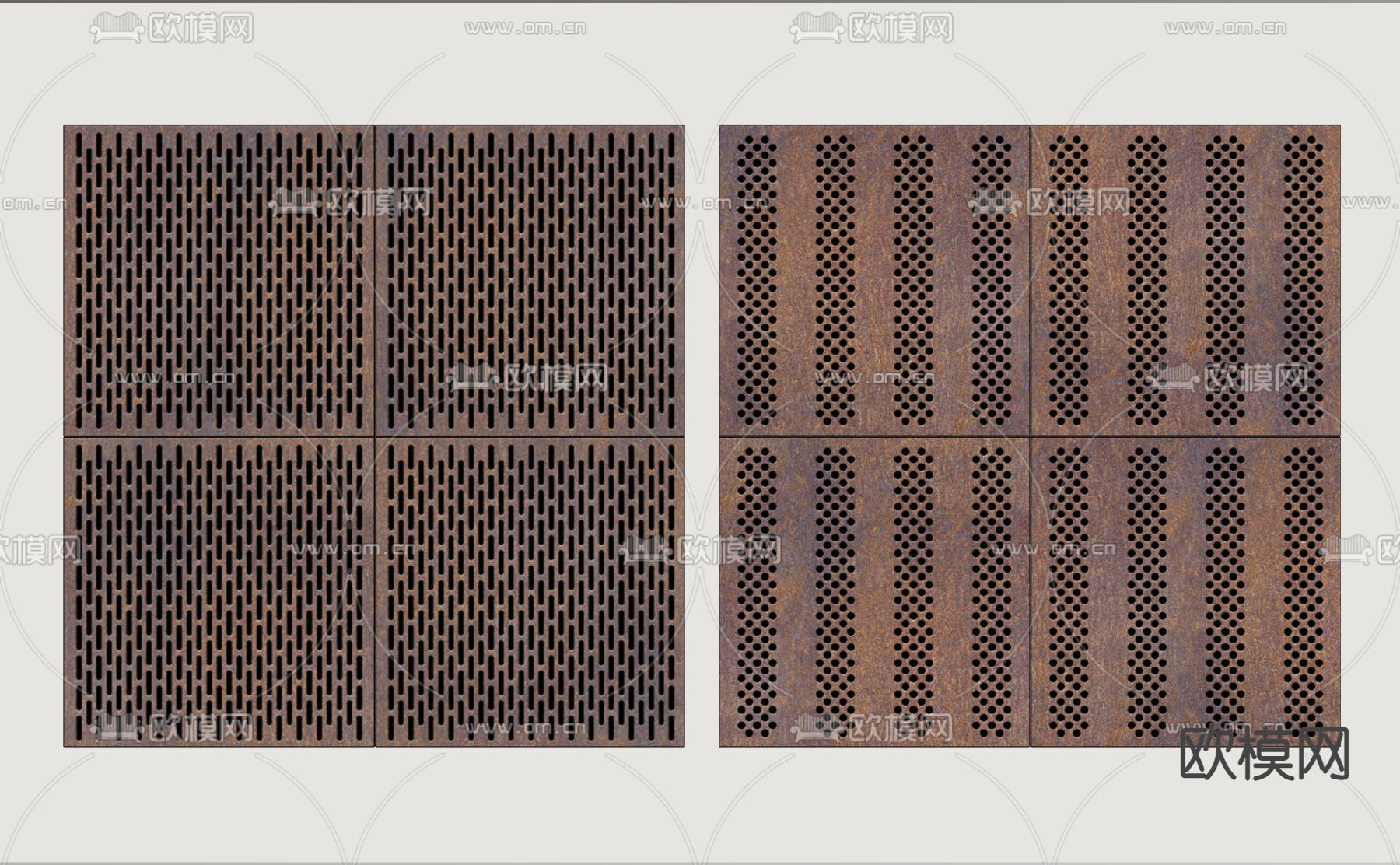 现代金属冲孔板背景墙su模型下载（渲染图2）