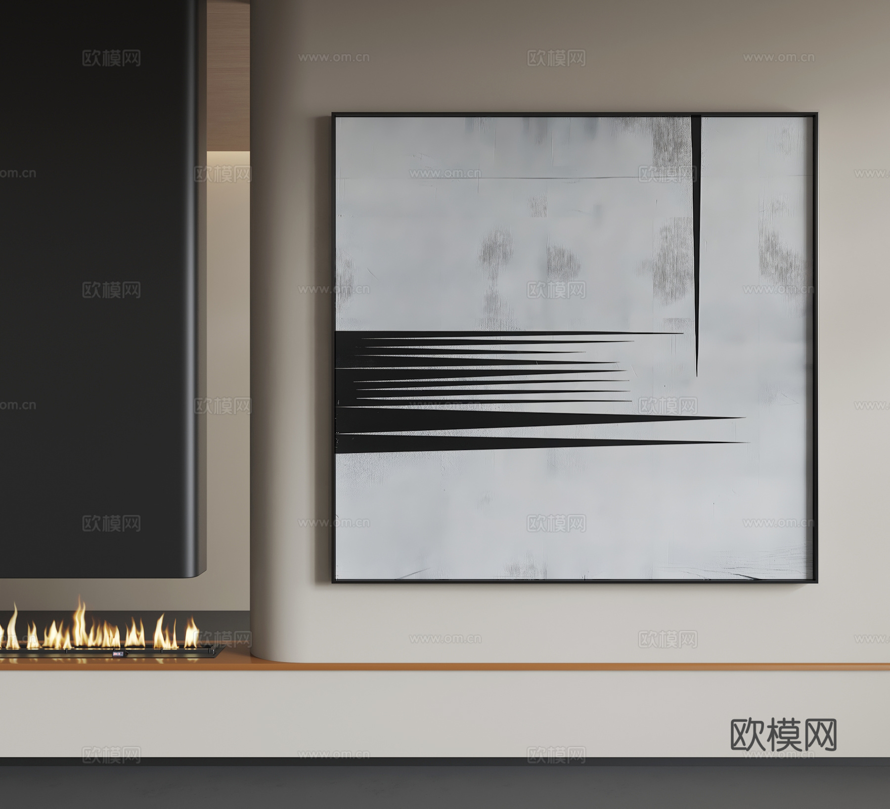 现代抽象挂画 现代极简挂画   现代意式挂画   现代轻奢挂su模型