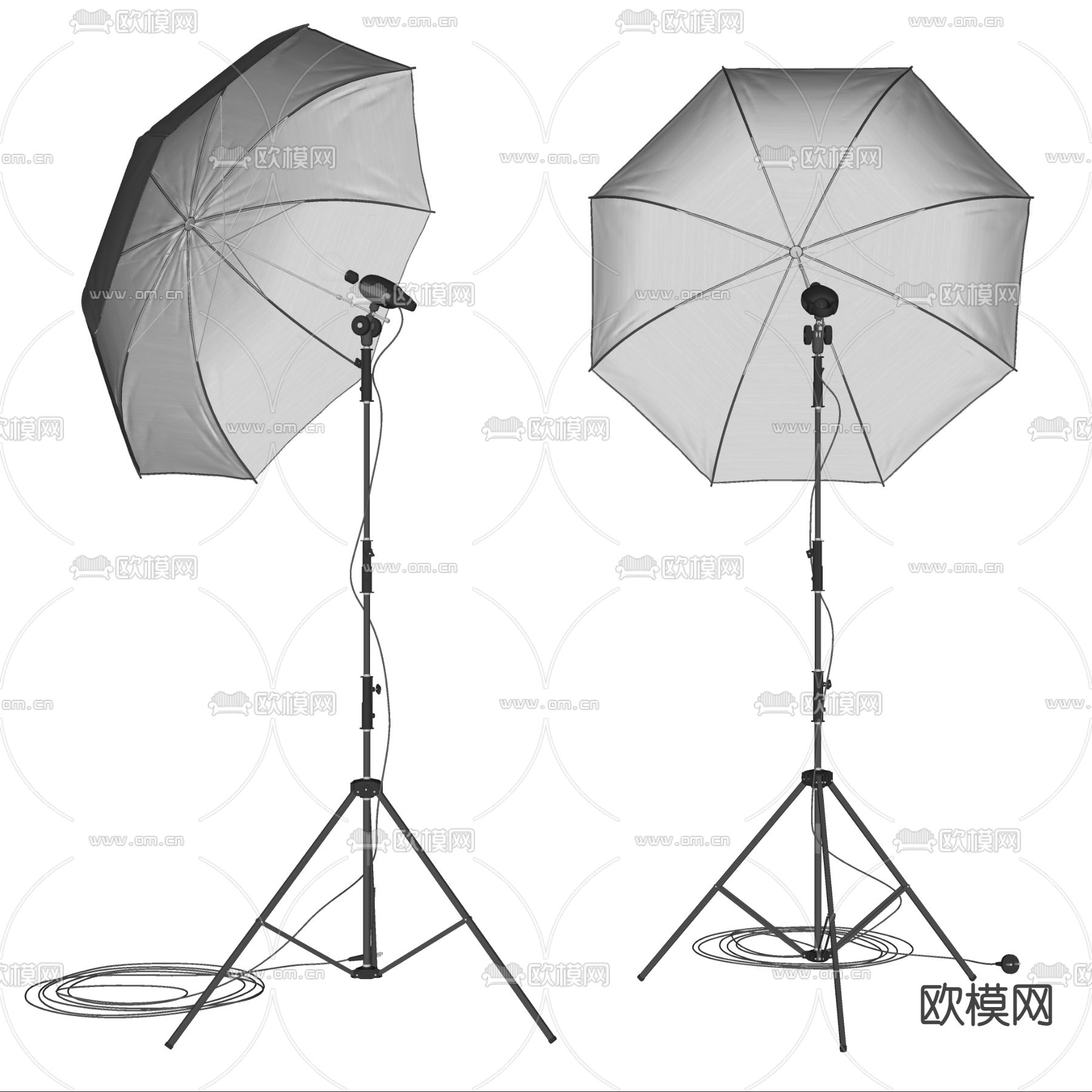 现代摄影棚反光伞su模型