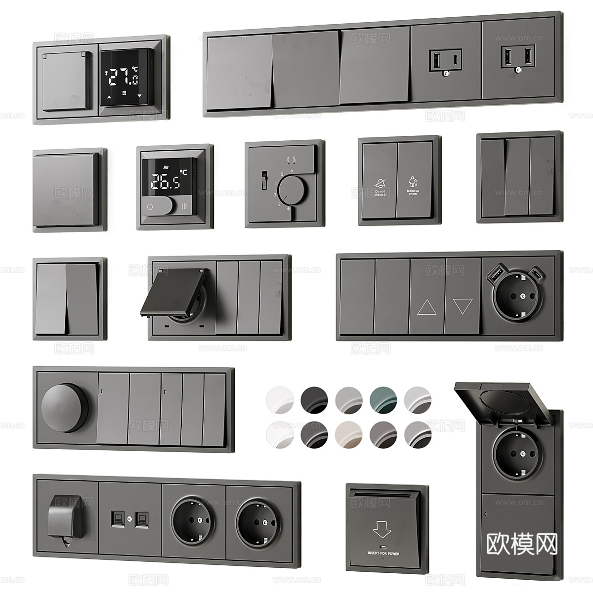 Donel R98系列插座和开关3d模型