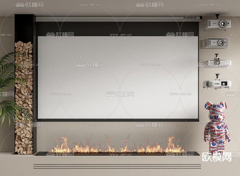 投影仪 投影幕布3d模型下载