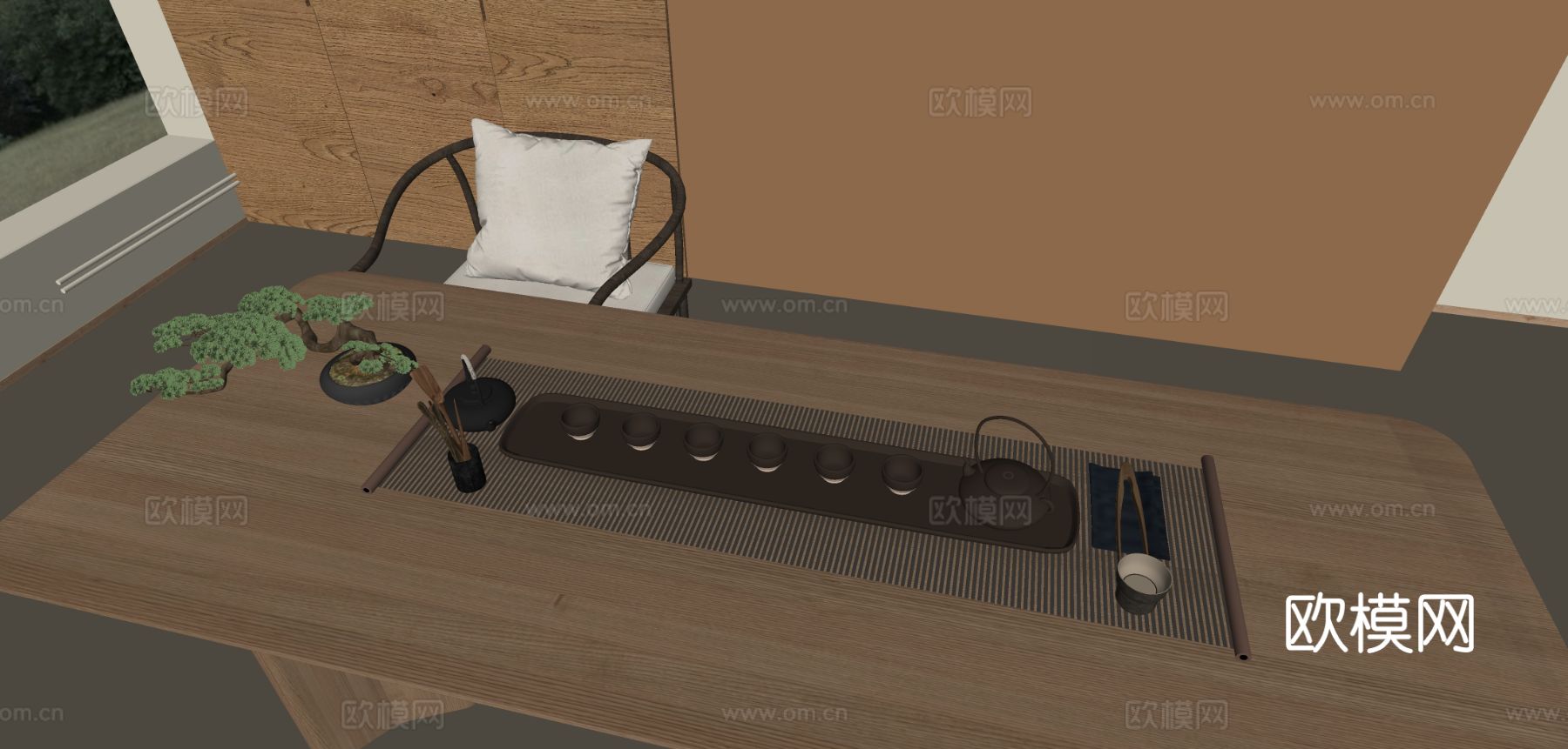 新中式茶具 茶壶 烧水壶 公道杯su模型下载（渲染图1）