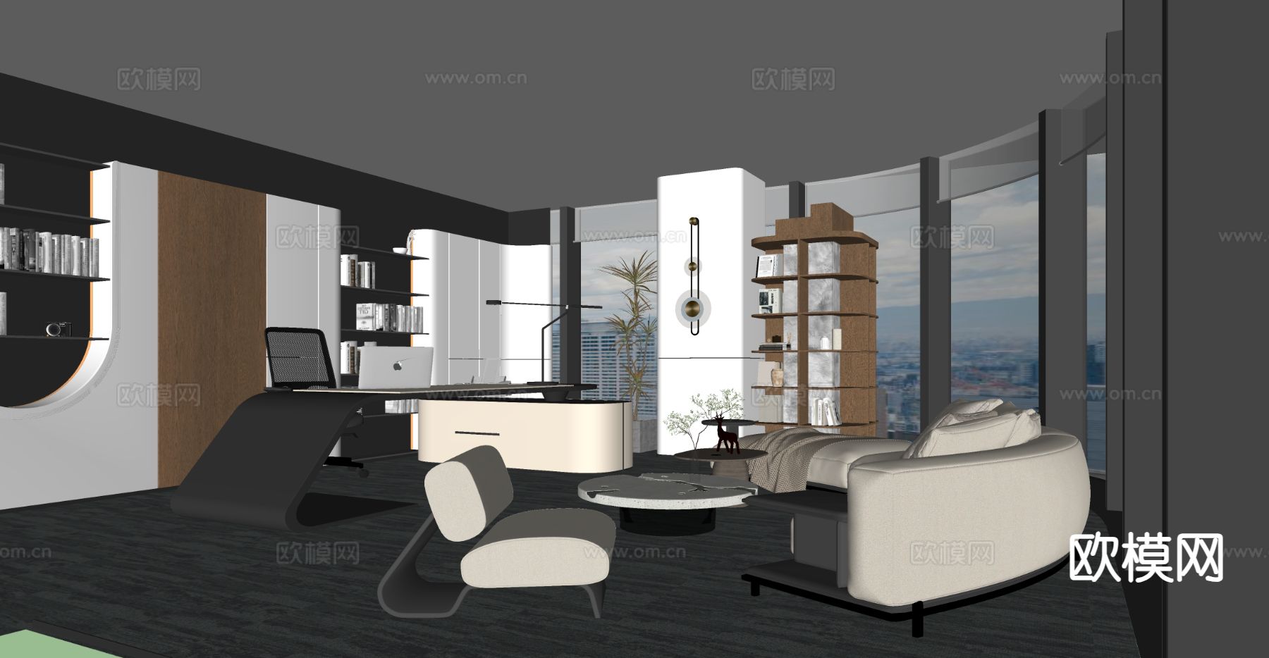 总经理室 董事长室su模型下载（渲染图1）