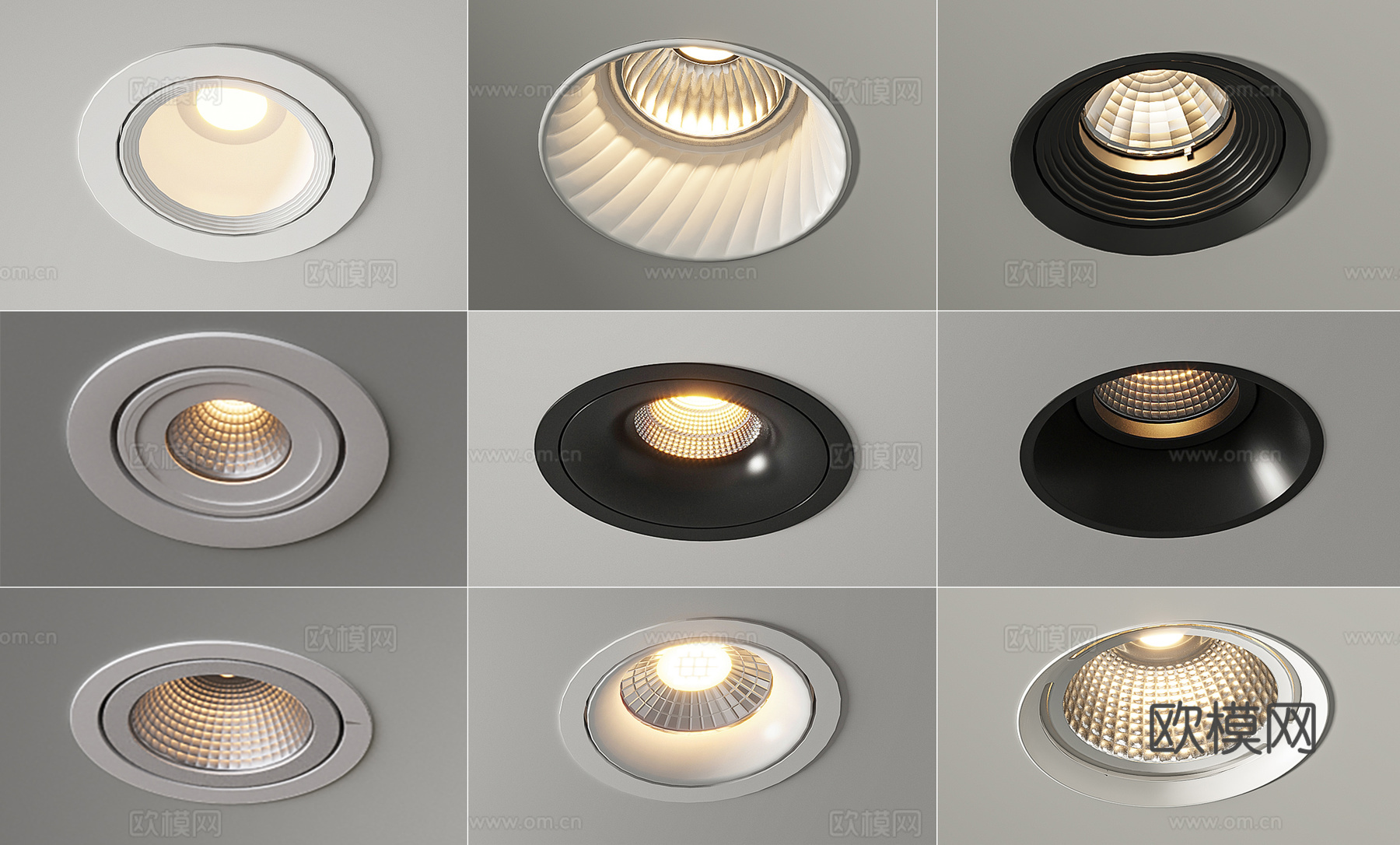 现代筒灯射灯3d模型下载