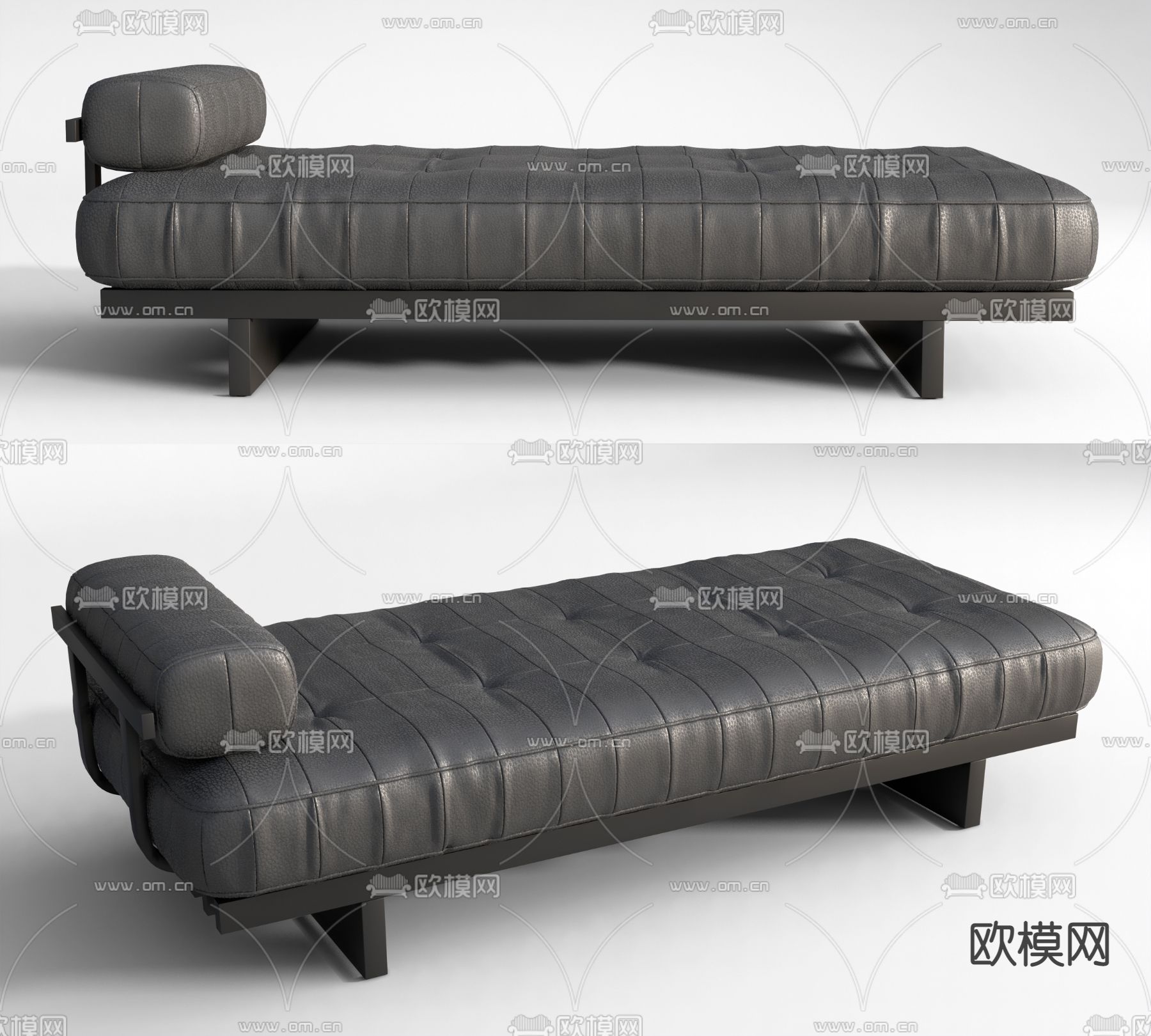 现代皮革沙发凳su模型下载（渲染图1）