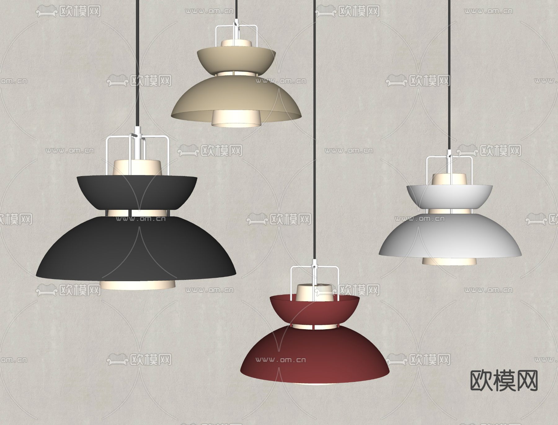 现代吊灯su模型下载（渲染图2）