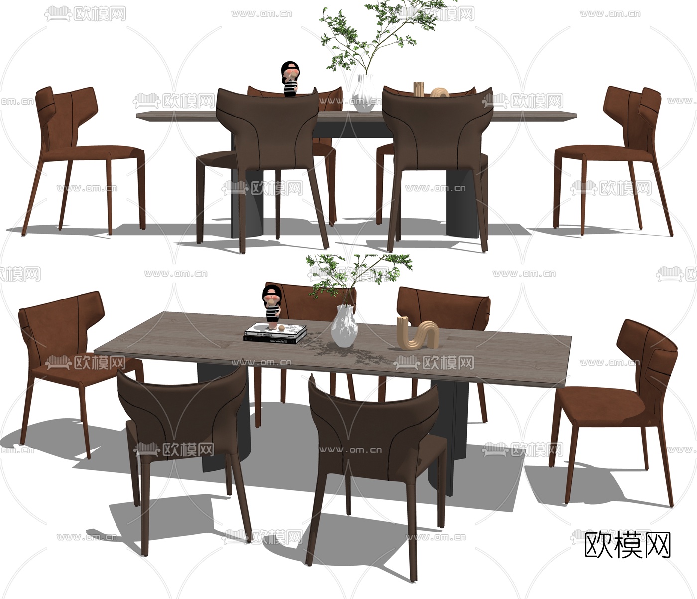 现代实木餐桌椅su模型