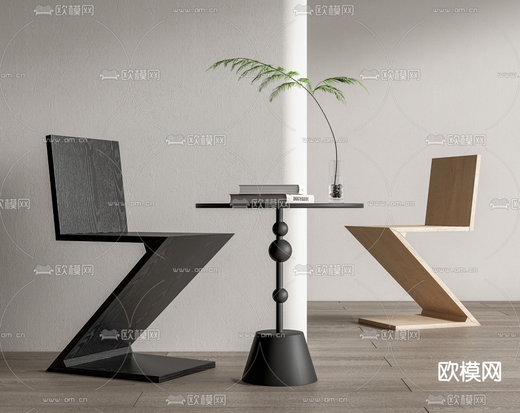 现代椅子 餐椅su模型下载（渲染图1）