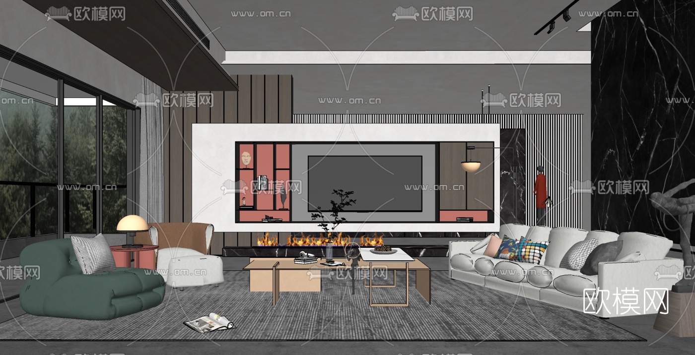 现代客厅su模型