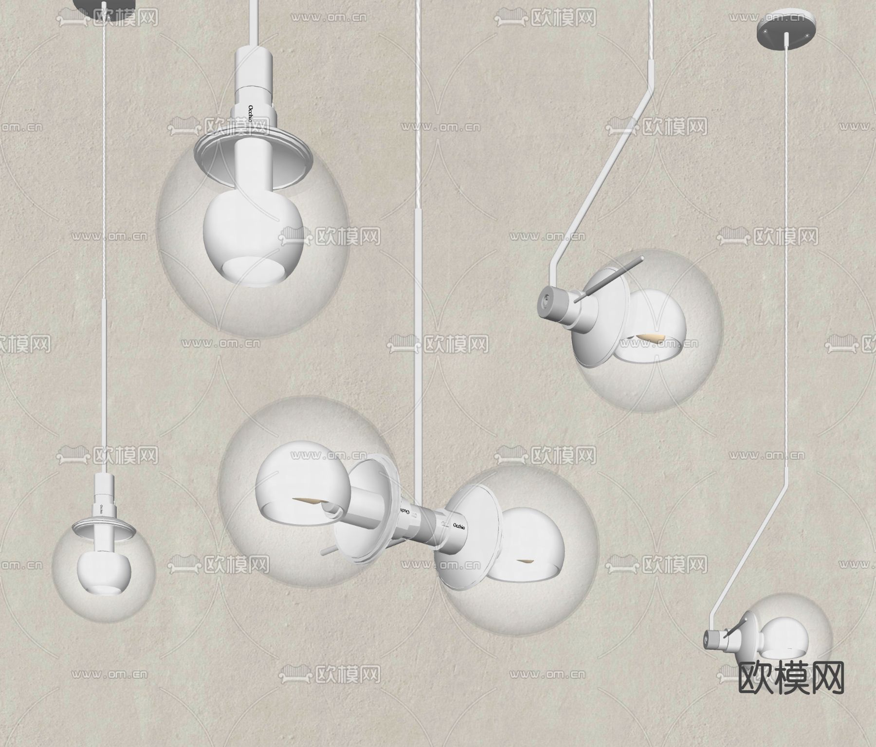 现代球形吊灯su模型
