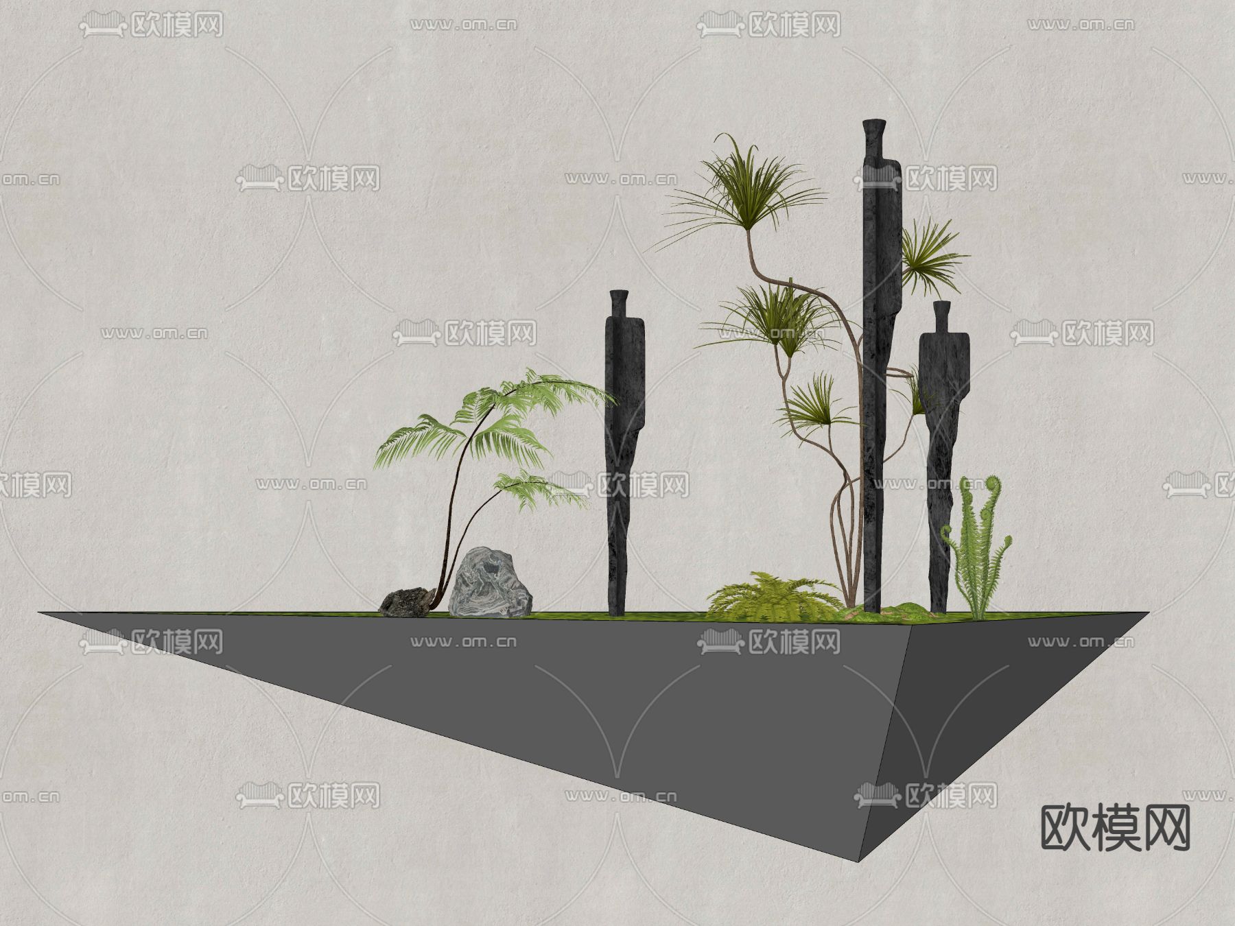 苔藓造景 植物堆su模型下载（渲染图2）
