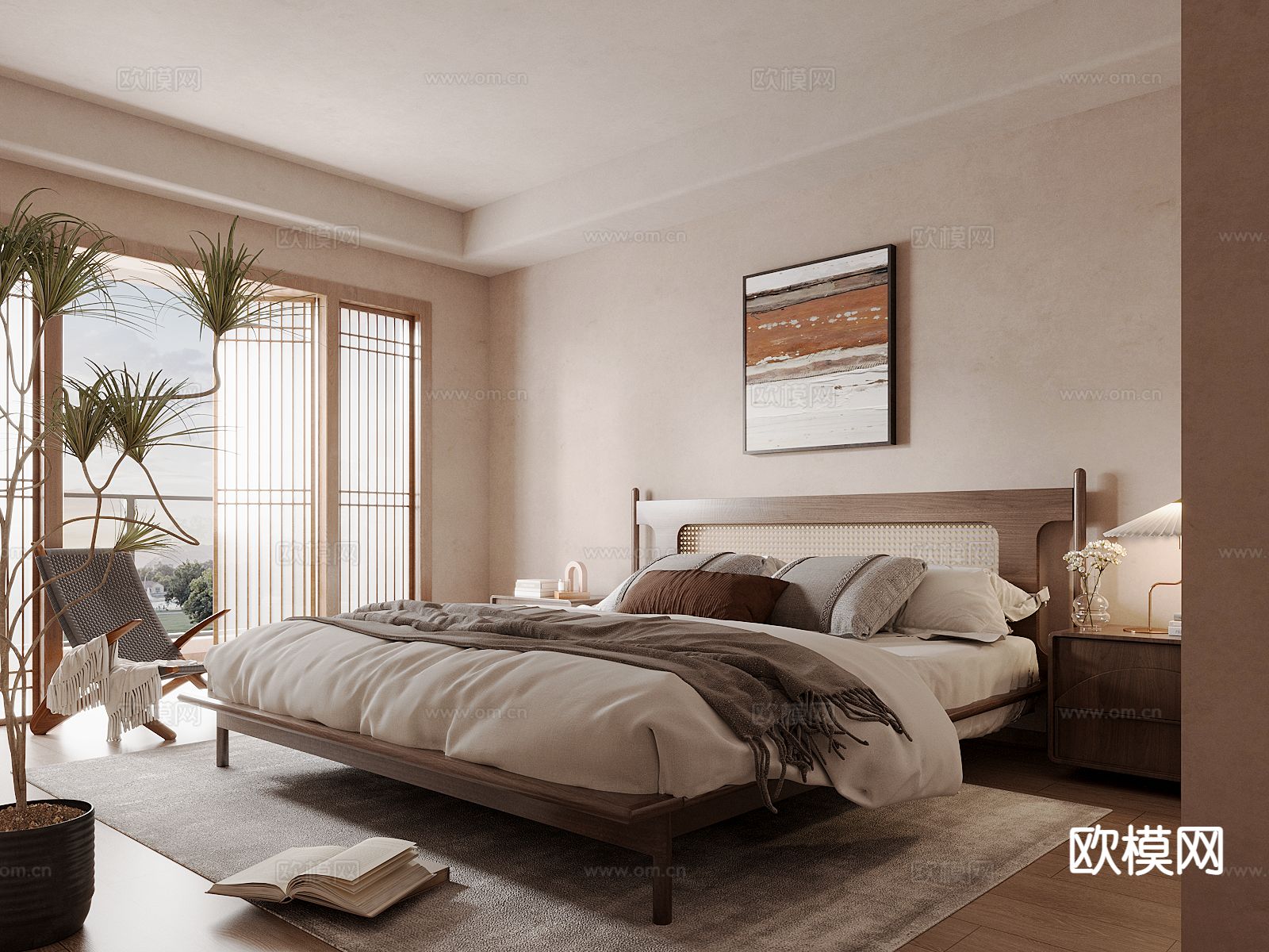 侘寂卧室 主卧su模型下载（渲染图2）