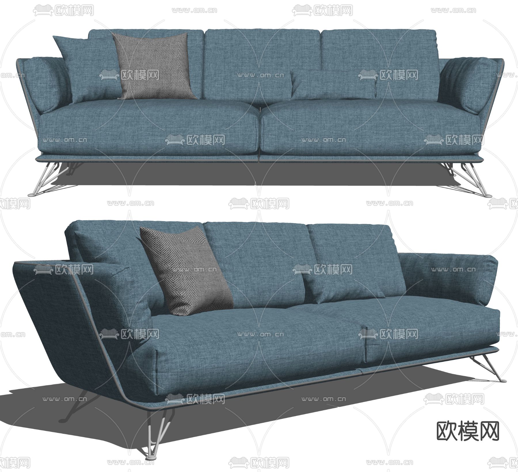 现代布艺双人沙发su模型