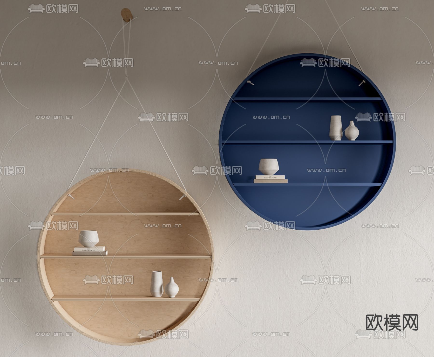 现代圆形吊柜su模型下载（渲染图1）