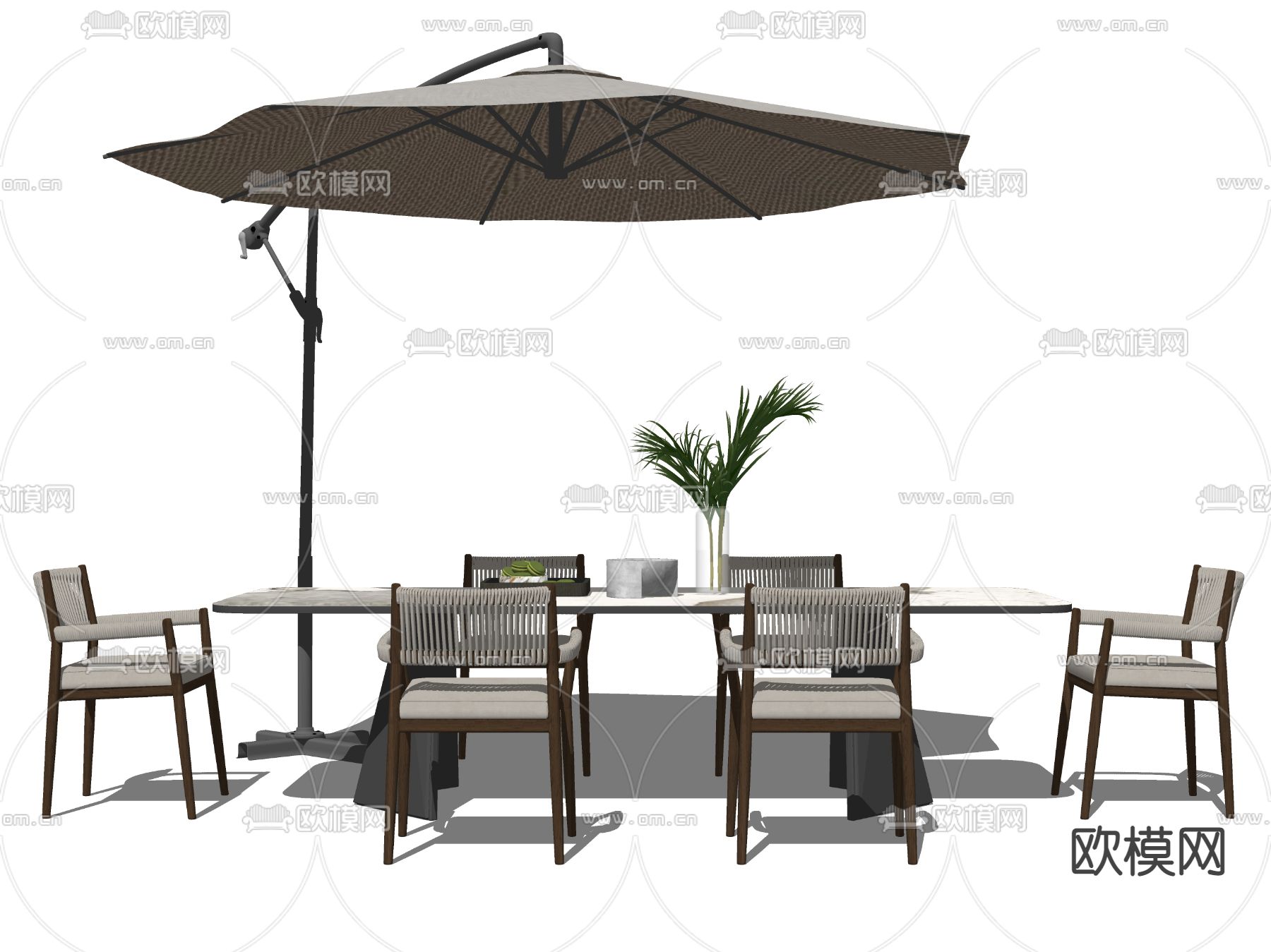 现代户外休闲桌椅su模型