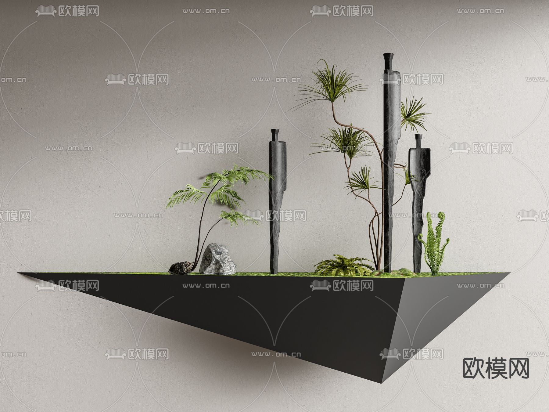 苔藓造景 植物堆su模型下载（渲染图1）