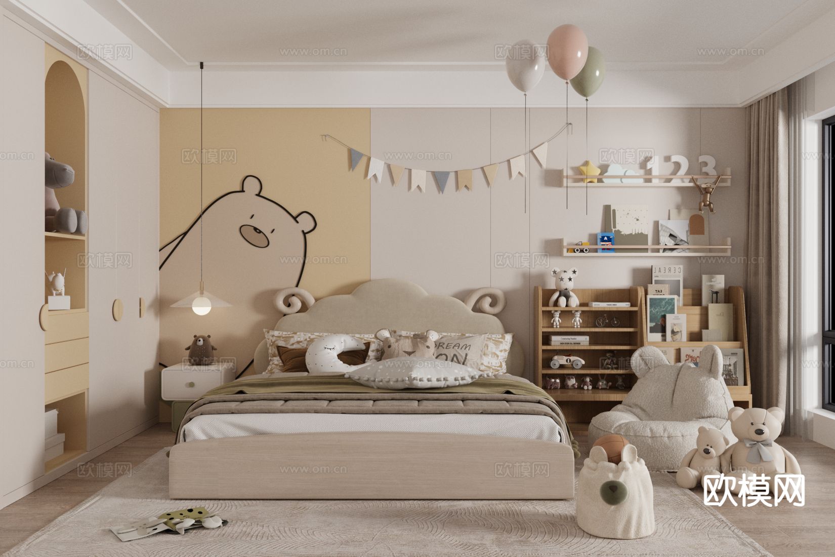 现代儿童房 女孩房 小孩房3d模型下载