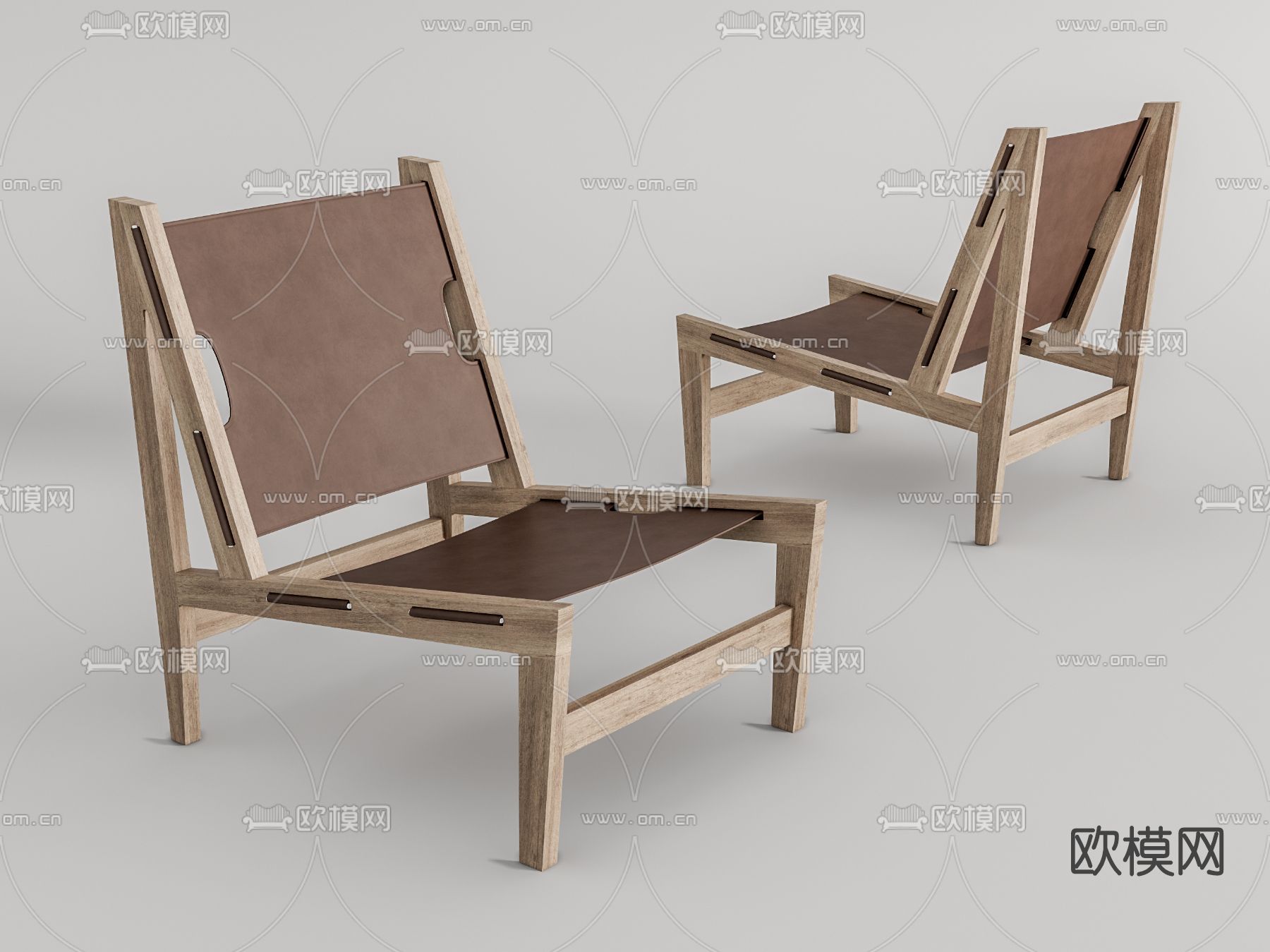 北欧皮革休闲椅su模型