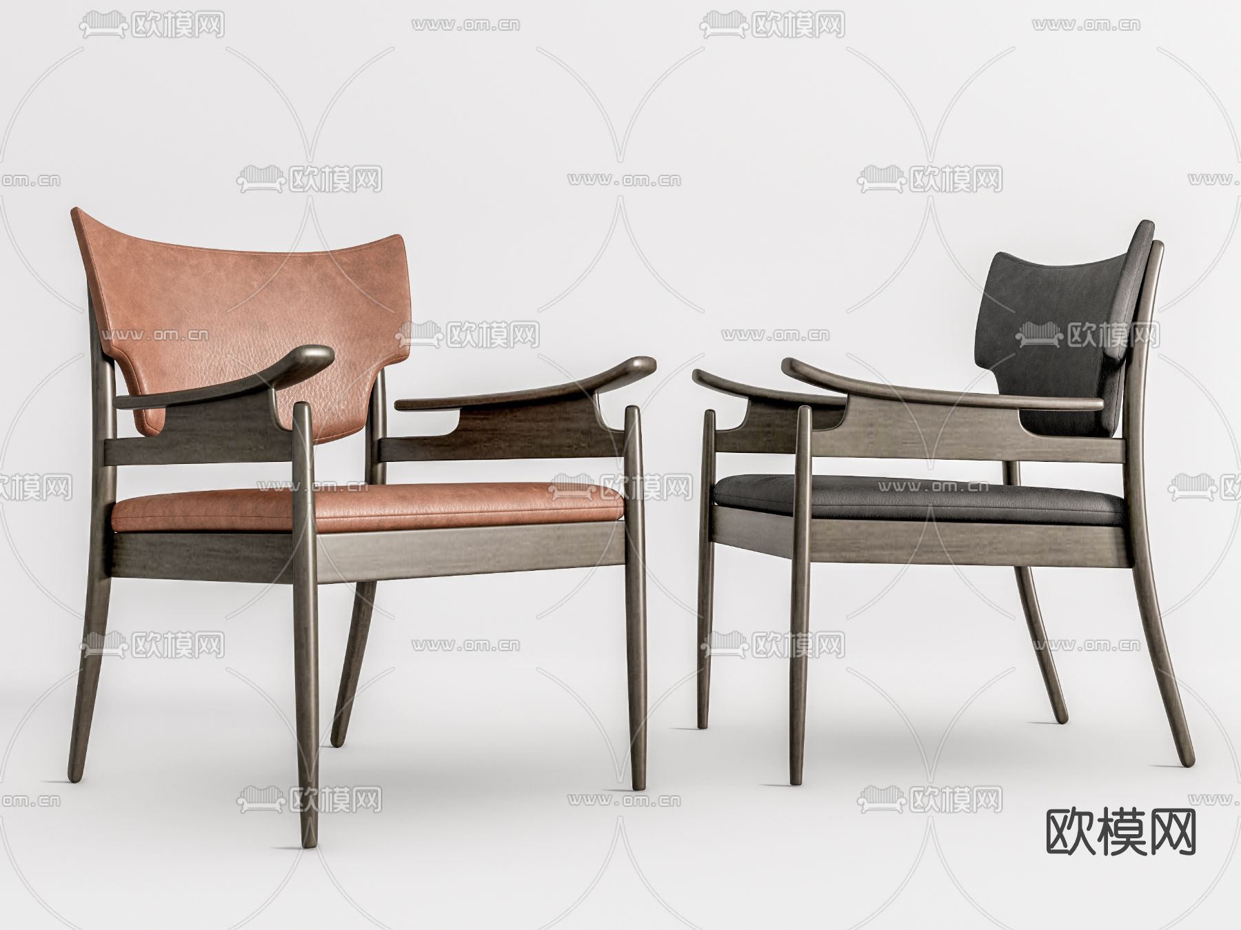 现代皮革休闲椅su模型
