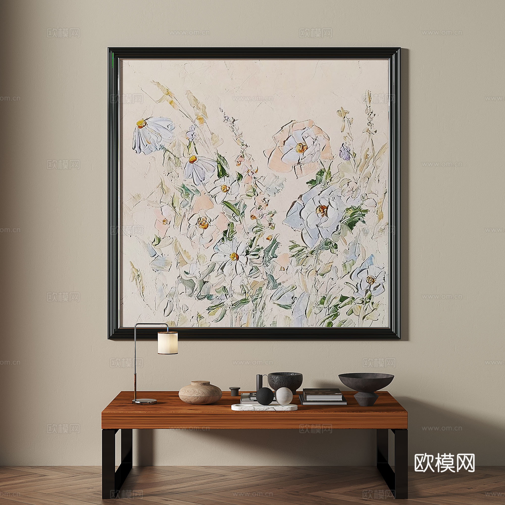 现代，中古，复古，装饰画3d模型