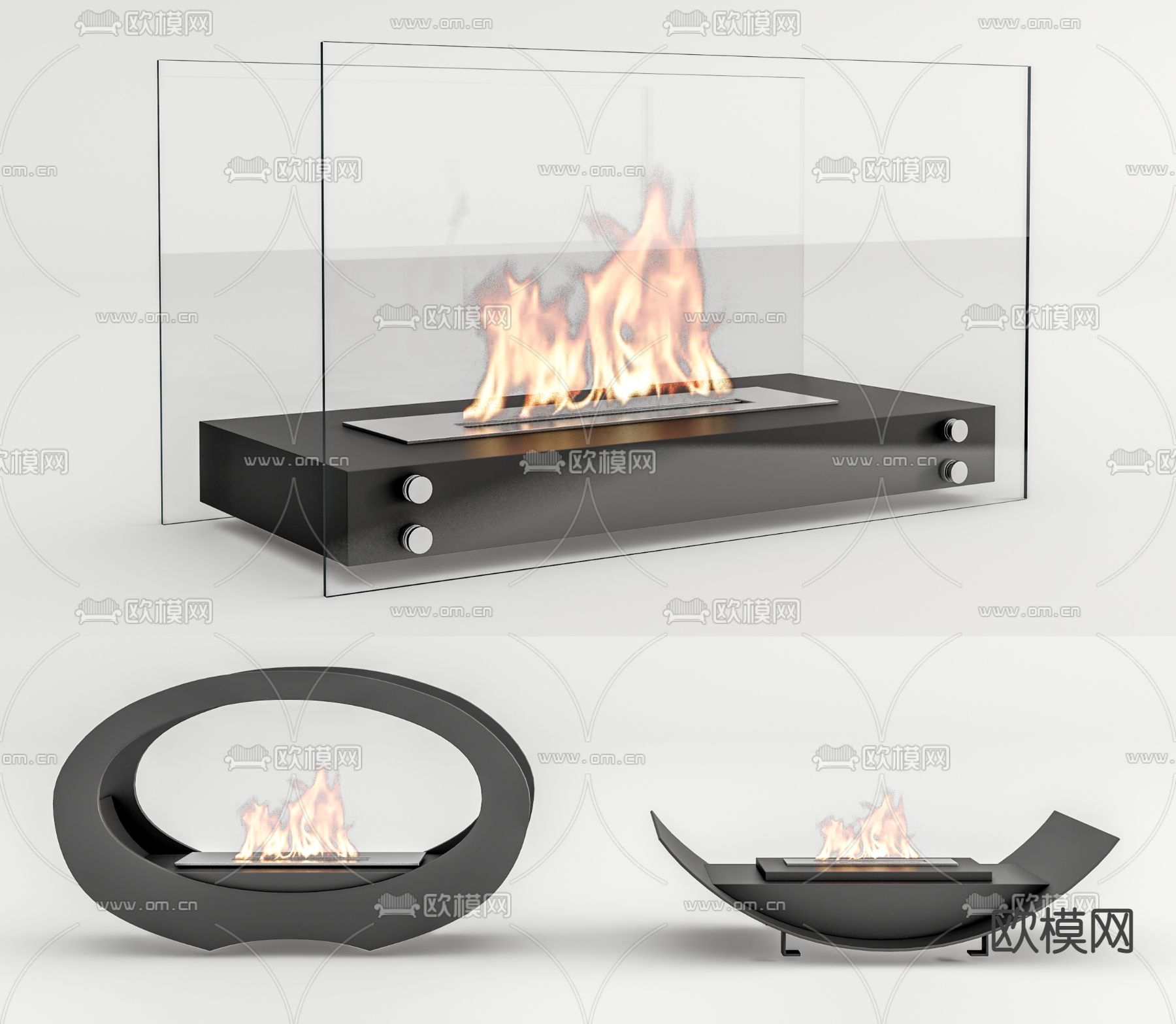 现代壁炉火炉su模型下载（渲染图1）