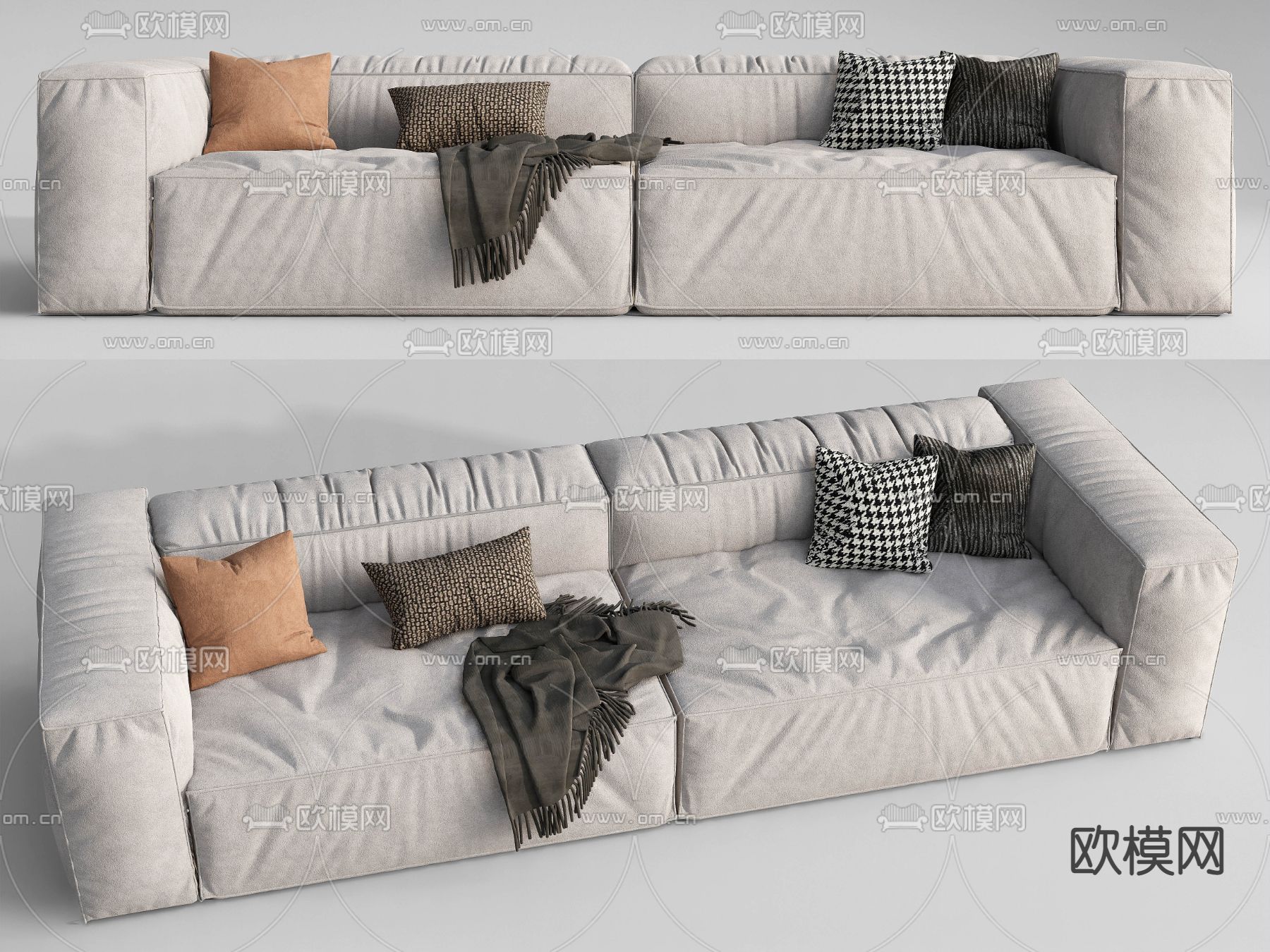 现代布艺双人沙发su模型