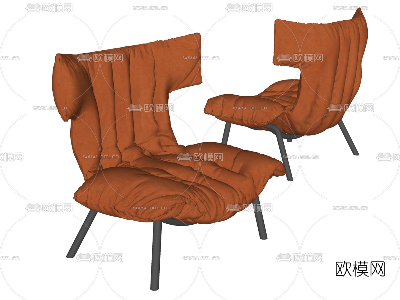 现代皮革休闲椅su模型
