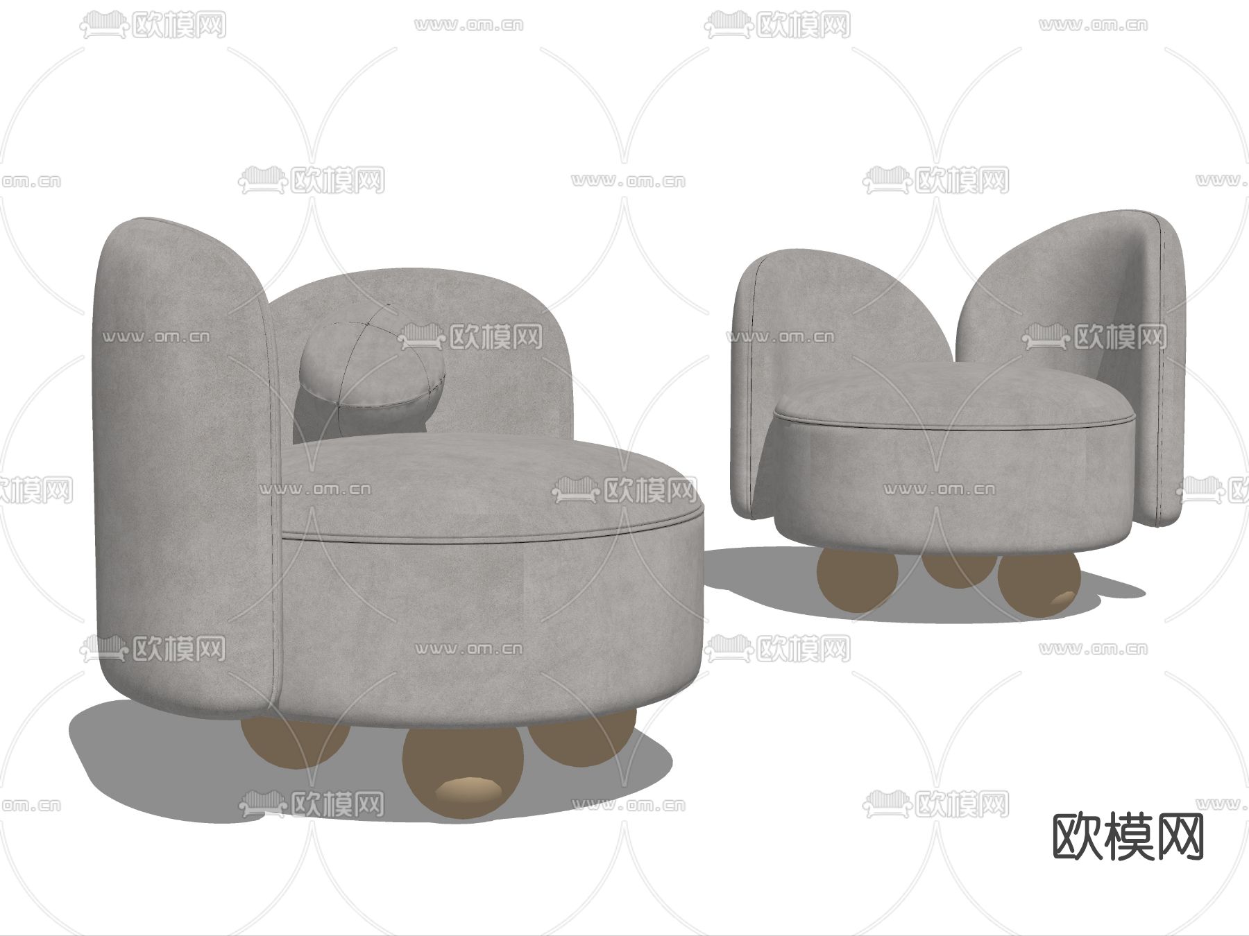 现代布艺休闲沙发su模型下载（渲染图2）