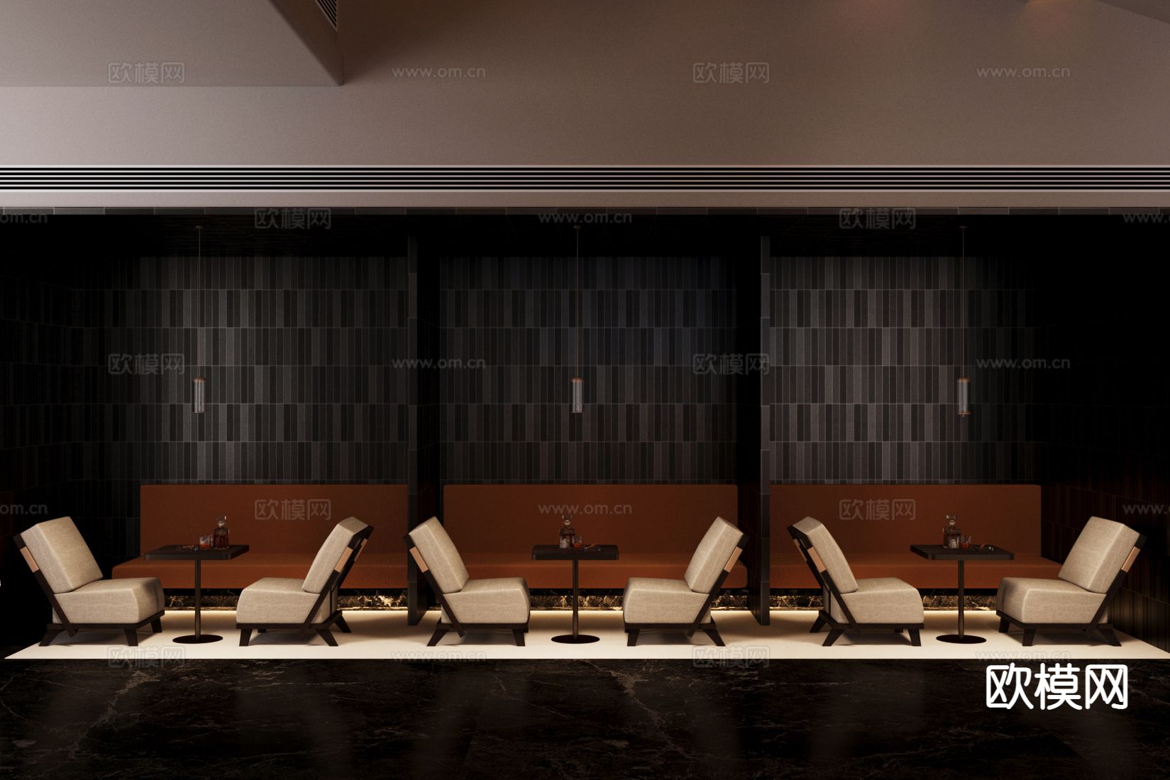 现代轻奢售楼部洽谈区su模型下载（渲染图3）