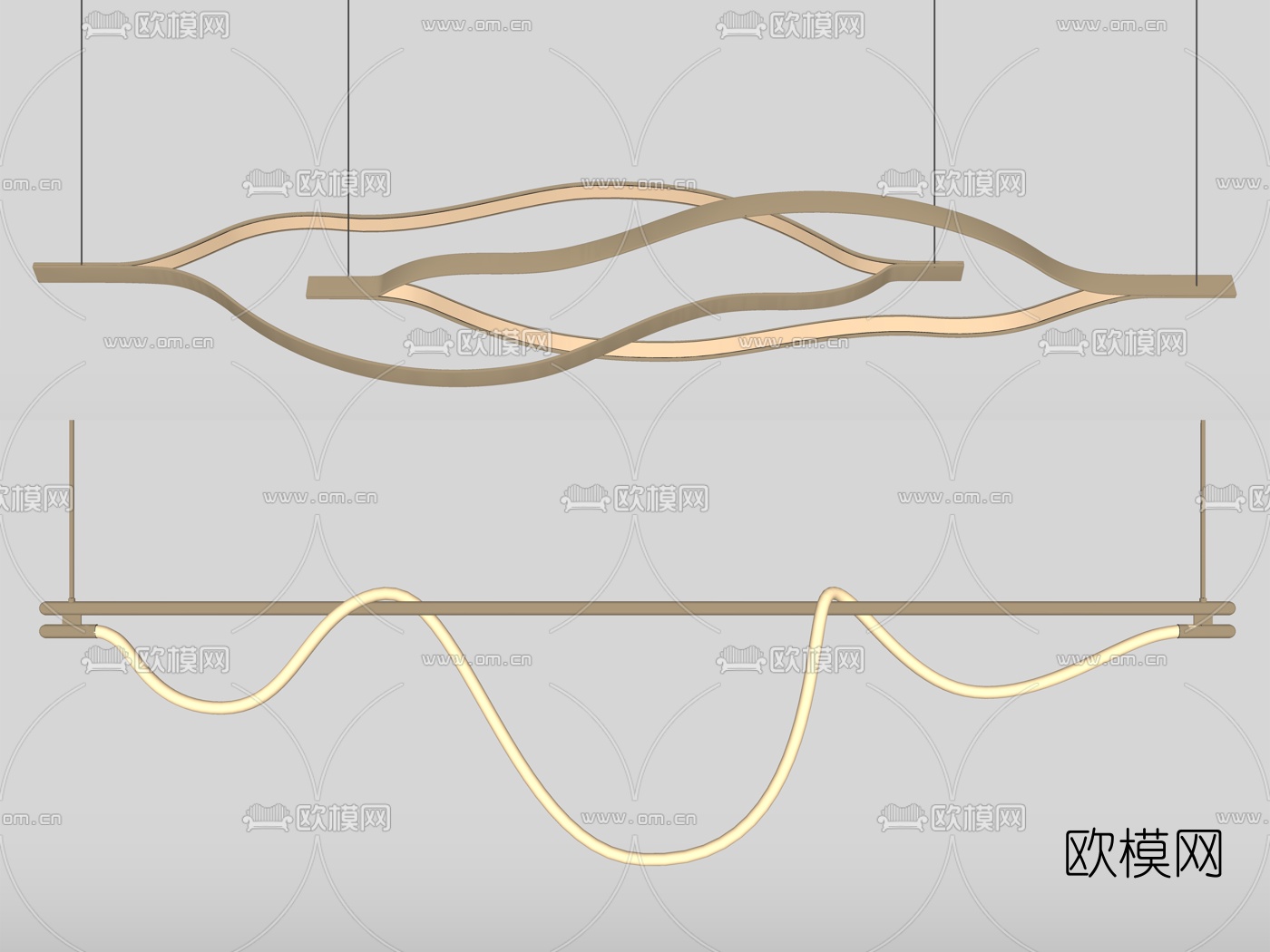 现代轻奢吊灯su模型下载（渲染图2）